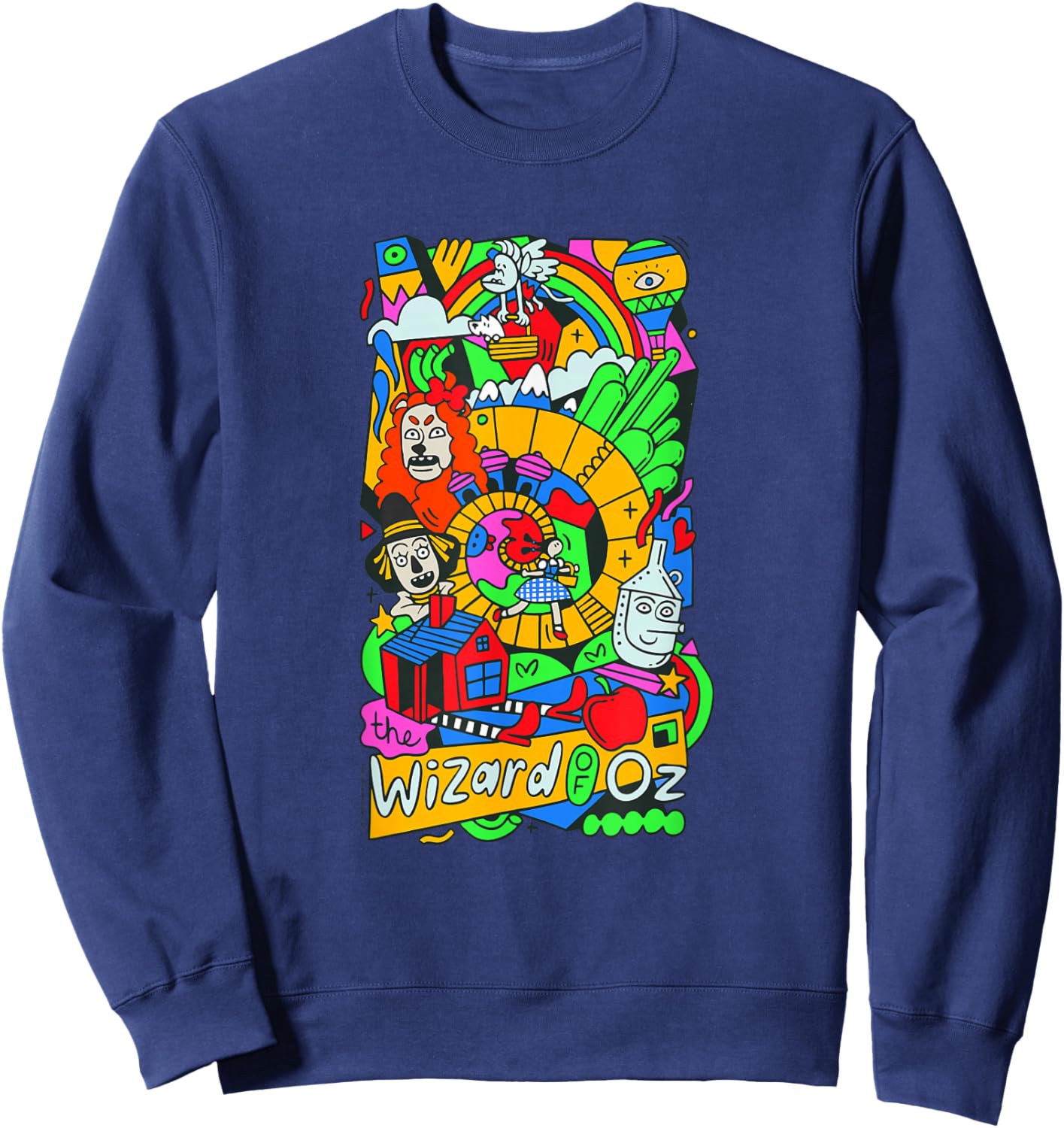 WB100 The Wizard Of Oz The Yellow Brick Road Groovy Group Sweatshirt - Sweatshirt | Navy
