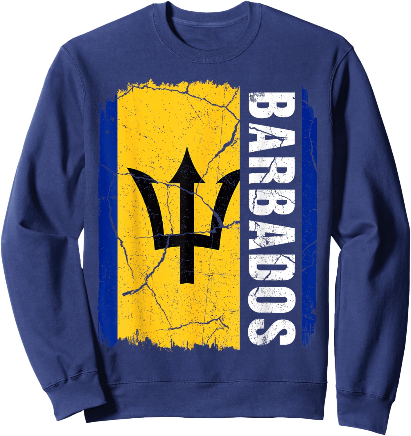 Vintage Barbadian Flag Barbados Pride Roots Heritage Sweatshirt - Sweatshirt | Navy