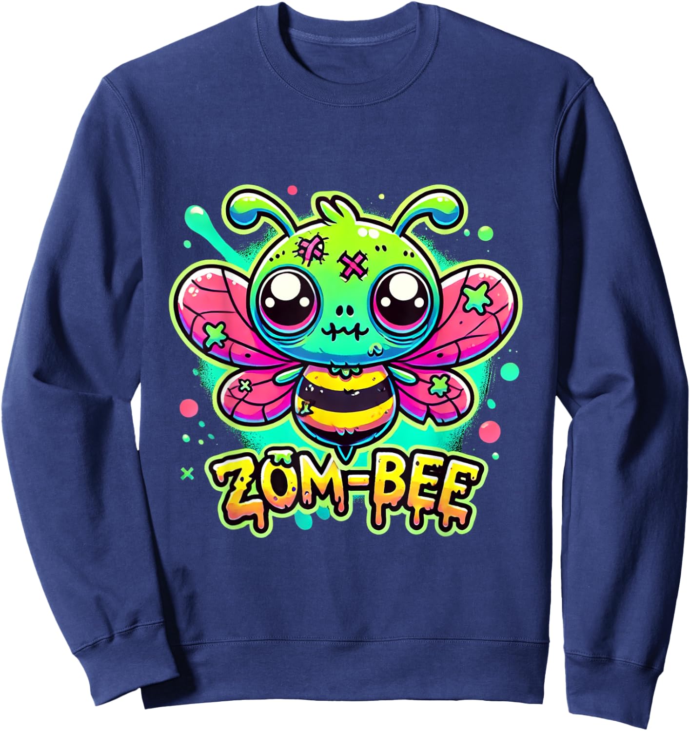 Zom-Bee Cute Halloween Creepy Zombie Bee Cartoon Sweatshirt - Sweatshirt | Navy