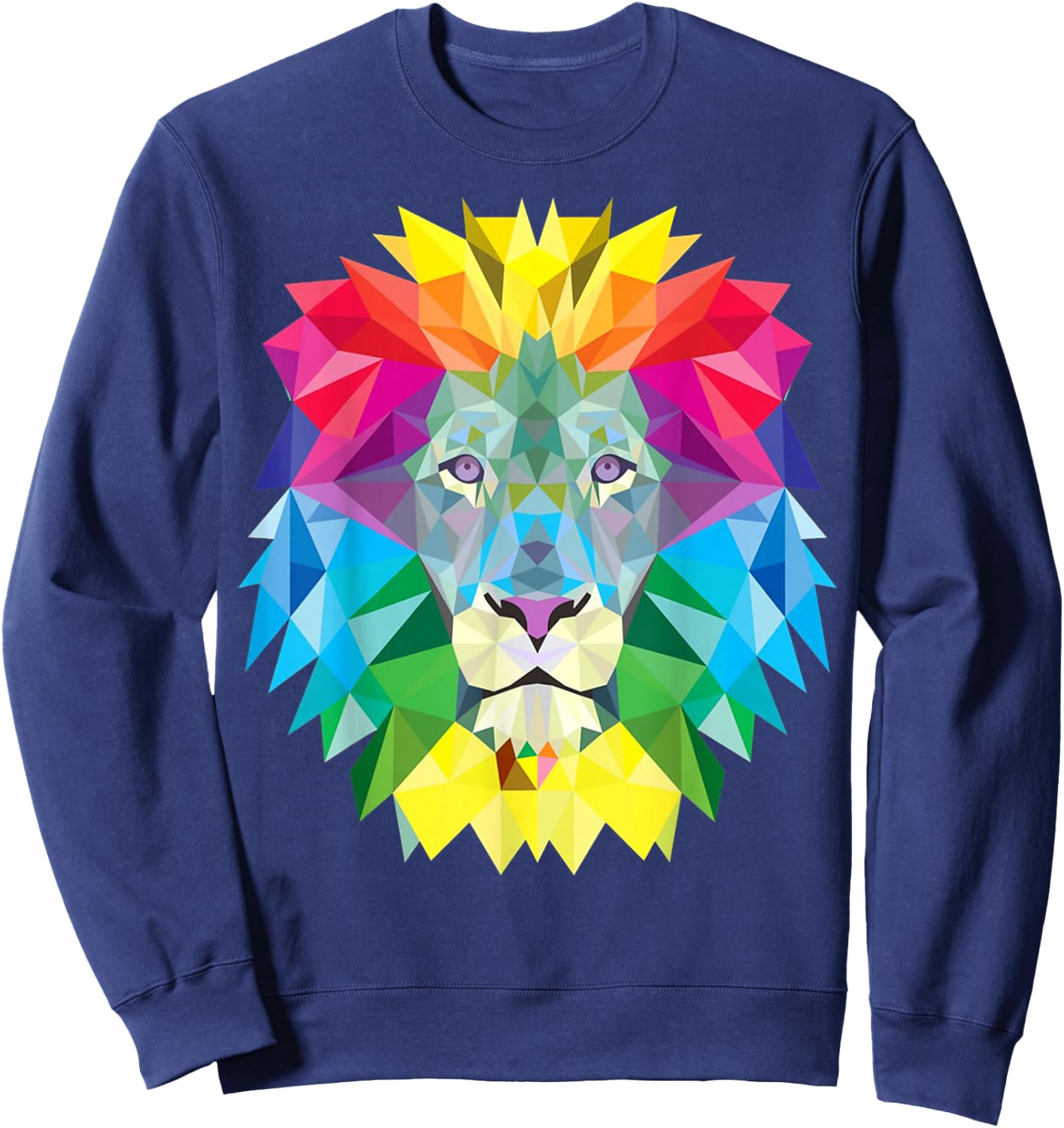 Geometric Rainbow Lion Face Sweatshirt - Sweatshirt | Navy