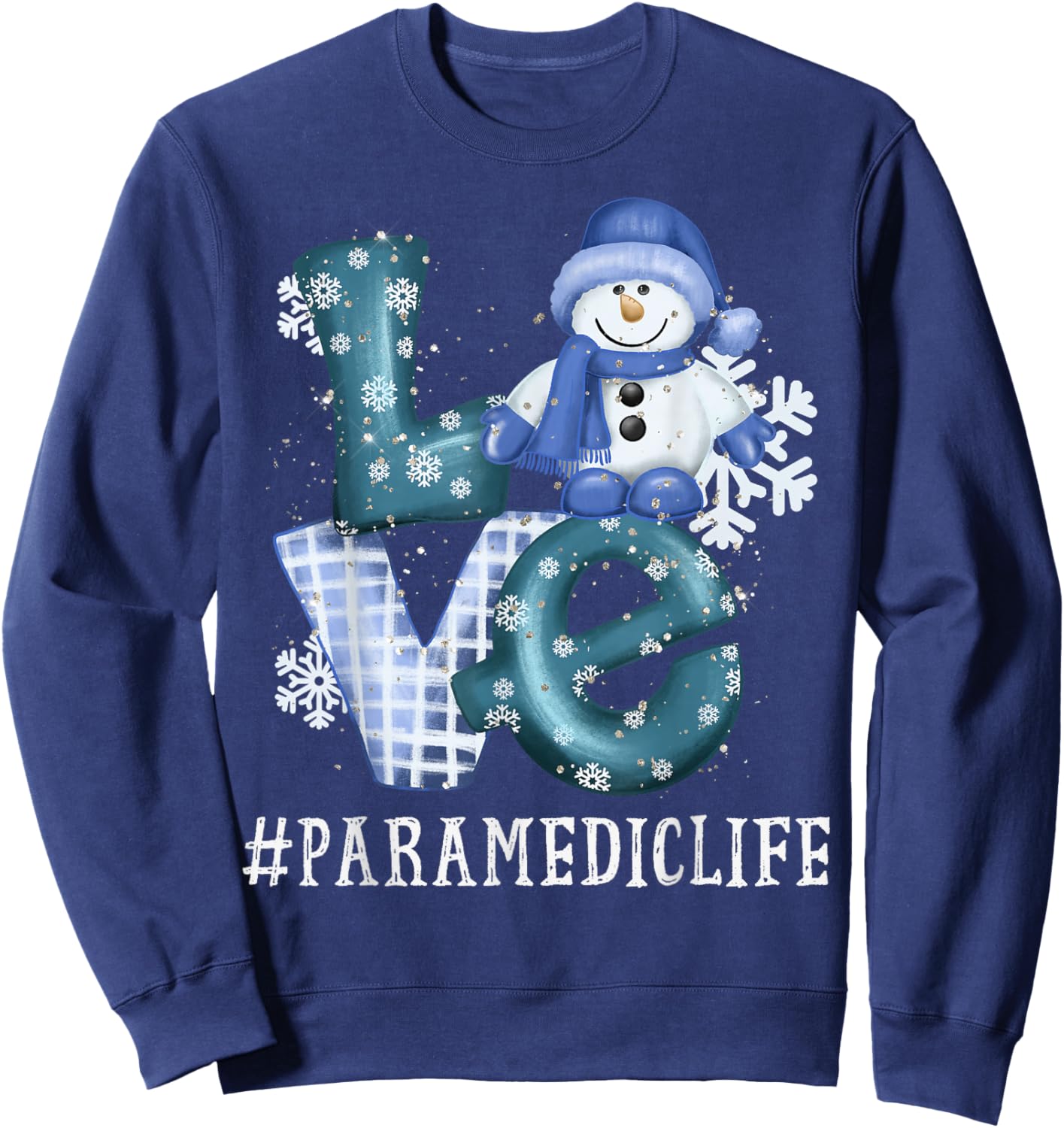 Paramedic Love Snowman Xmas Funny Winter Season Christmas Sweatshirt - Sweatshirt | Navy