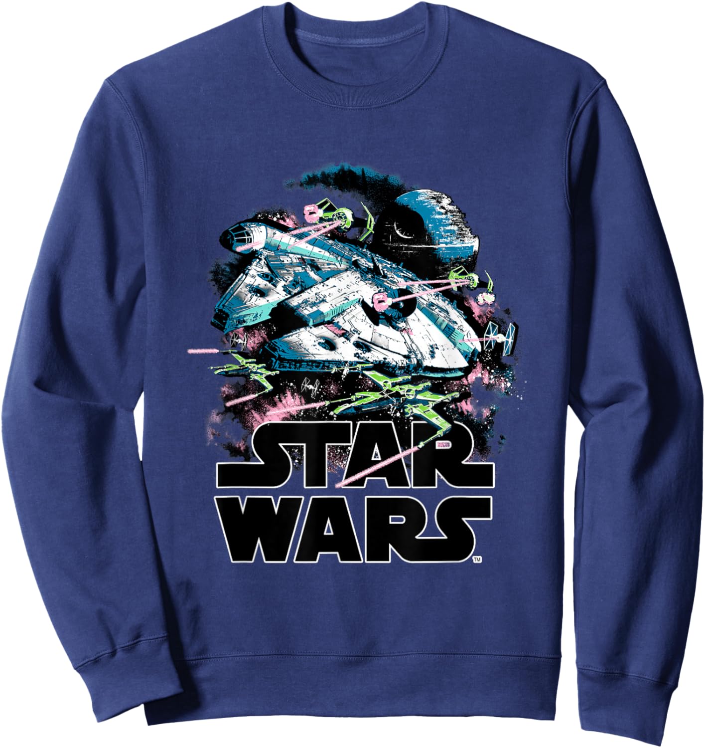 Star Wars Millennium Falcon and X-Wings Battle Sweatshirt - Sweatshirt | Navy