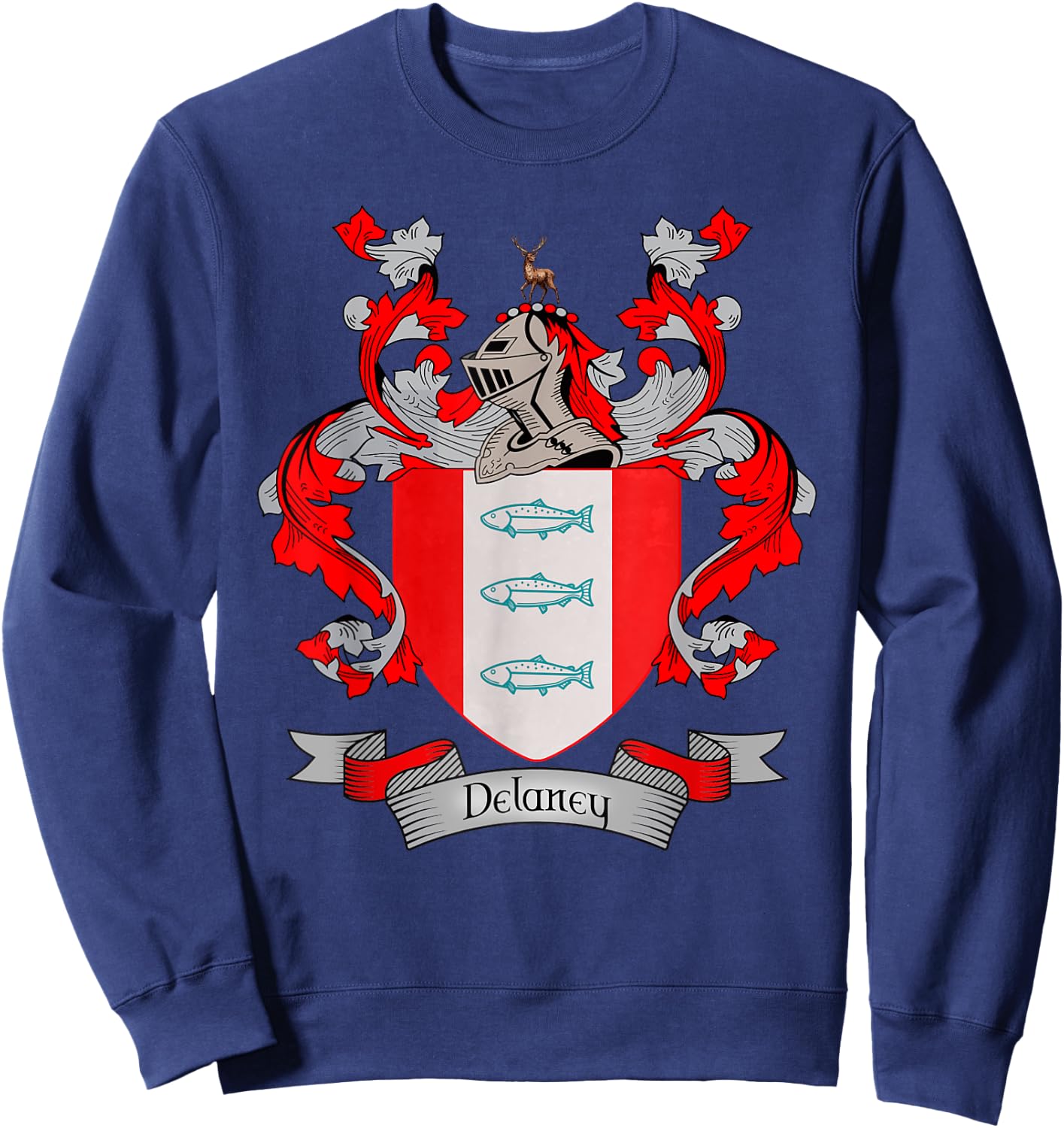 Delaney Coat of Arms | Delaney Surname Family Crest Sweatshirt - Sweatshirt | Navy