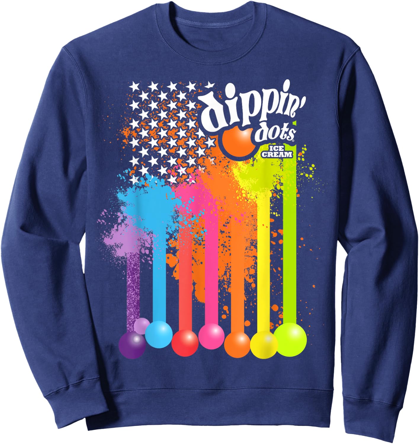 Patriotic USA Flag Dripping Ice Cream Nation Dippin Dots Sweatshirt - Sweatshirt | Navy