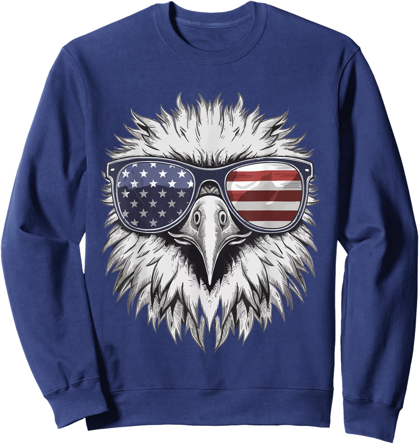 Bald Eagle Proud Patriotic American US Flag 4th Of July Sweatshirt - Sweatshirt | Navy