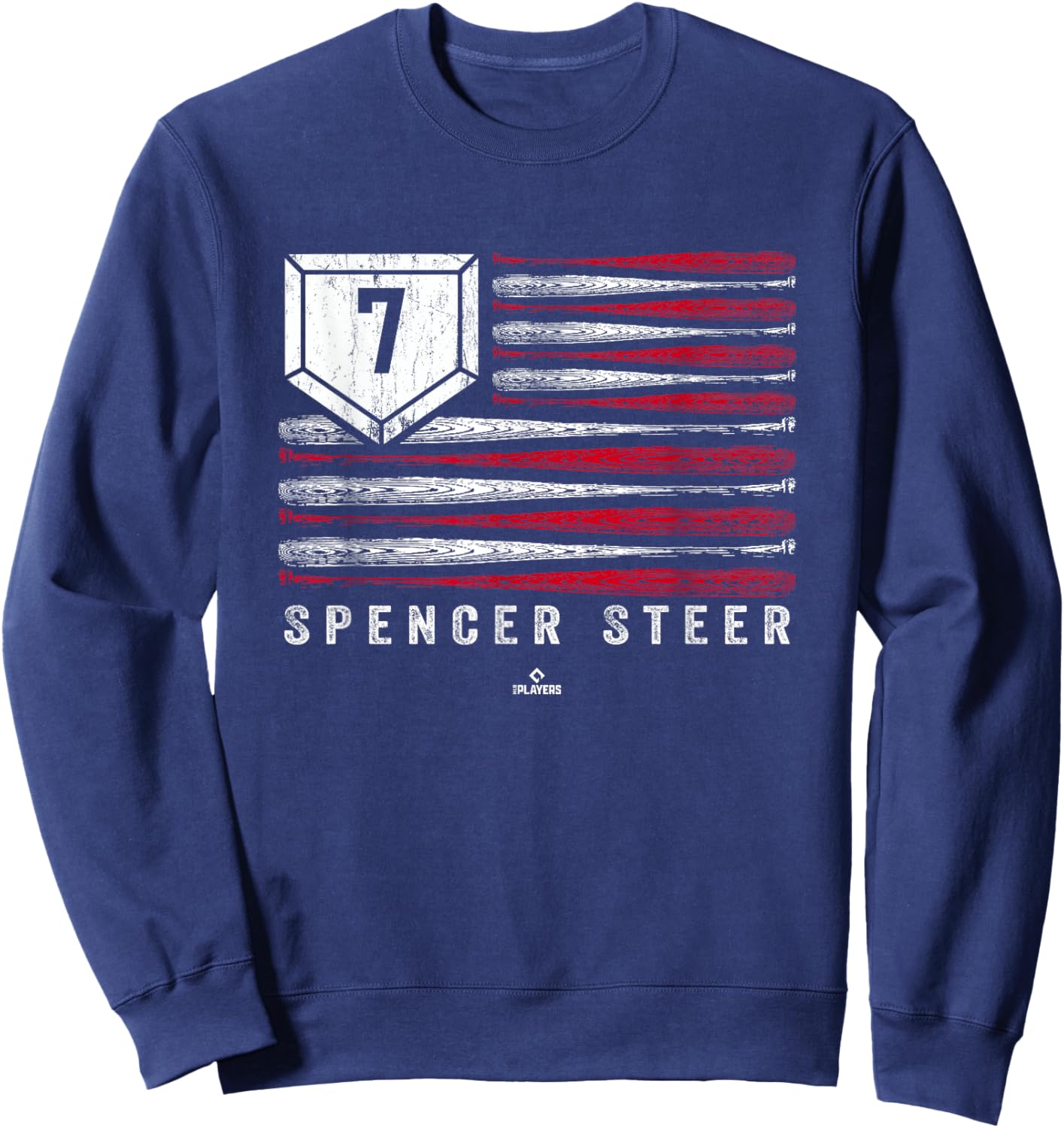 Vintage US Flag Baseball Stripes Spencer Steer MLBPA Sweatshirt - Sweatshirt | Navy