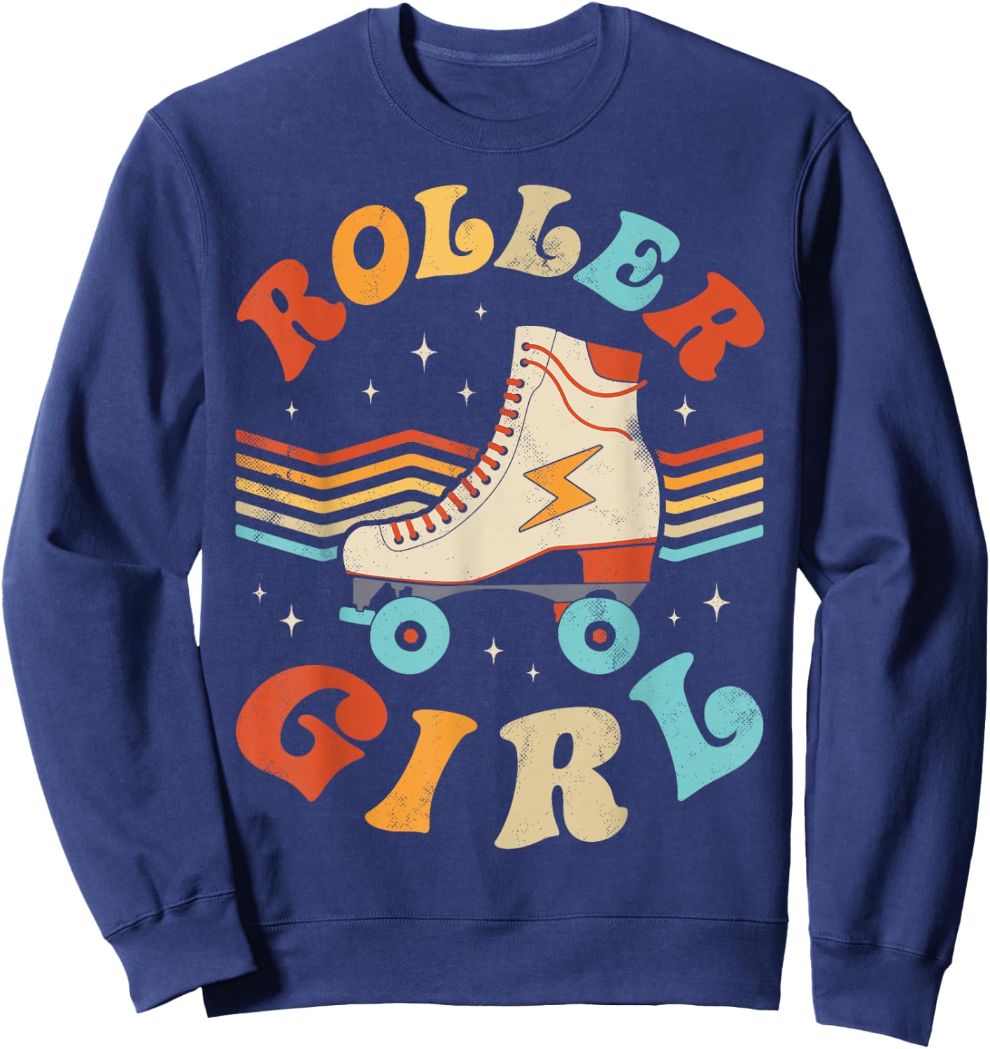 Roller Girl Skater Skating Retro Vintage 70s 80s Skates Cute Sweatshirt - Sweatshirt | Navy