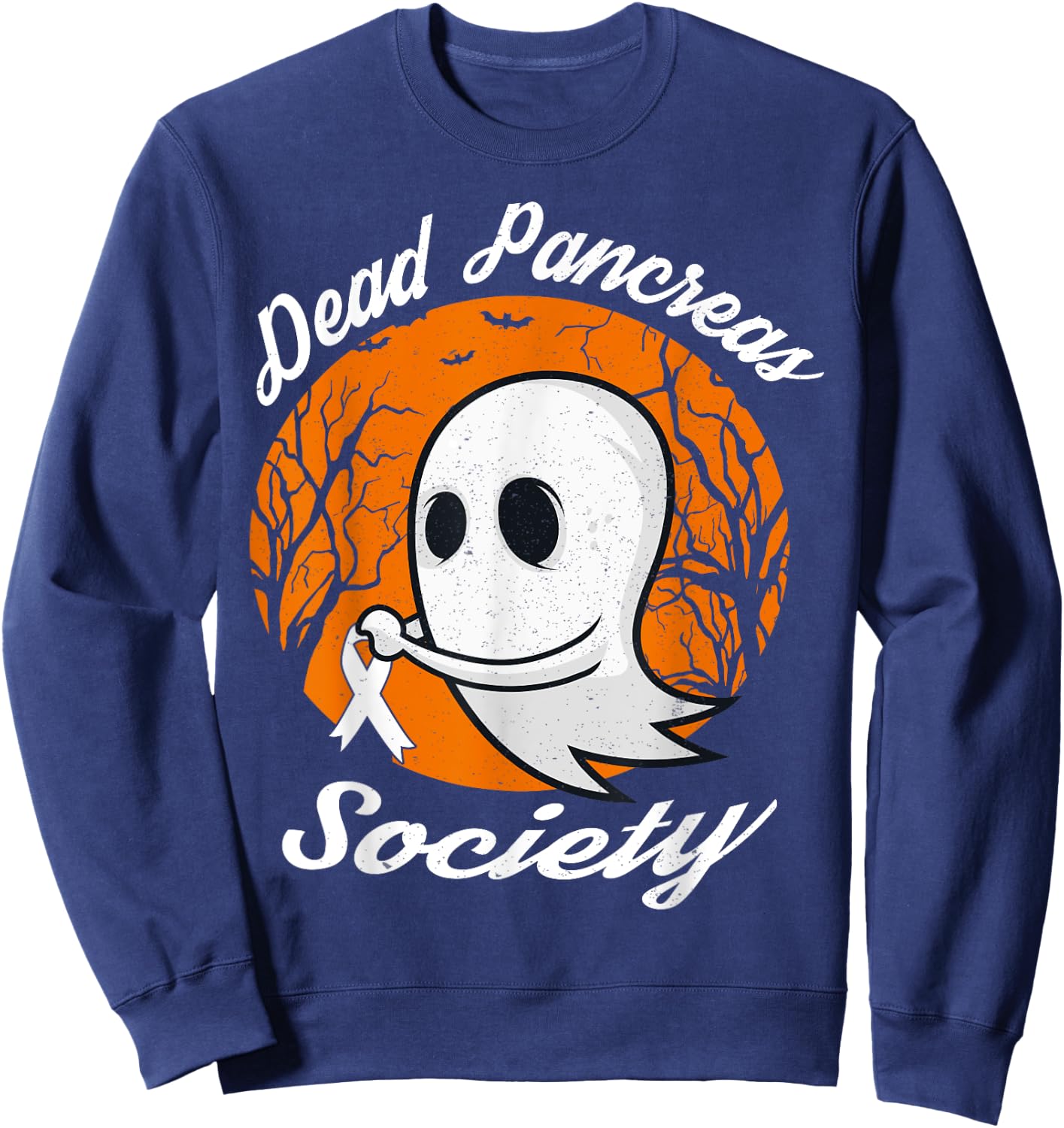Diabetes Awareness Dead Pancreas Society Halloween Ghost Sweatshirt - Sweatshirt | Navy