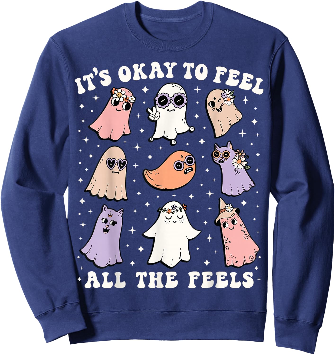 It’s Okay to Feel All the Feels Special Ed Teacher Halloween Sweatshirt - Sweatshirt | Navy