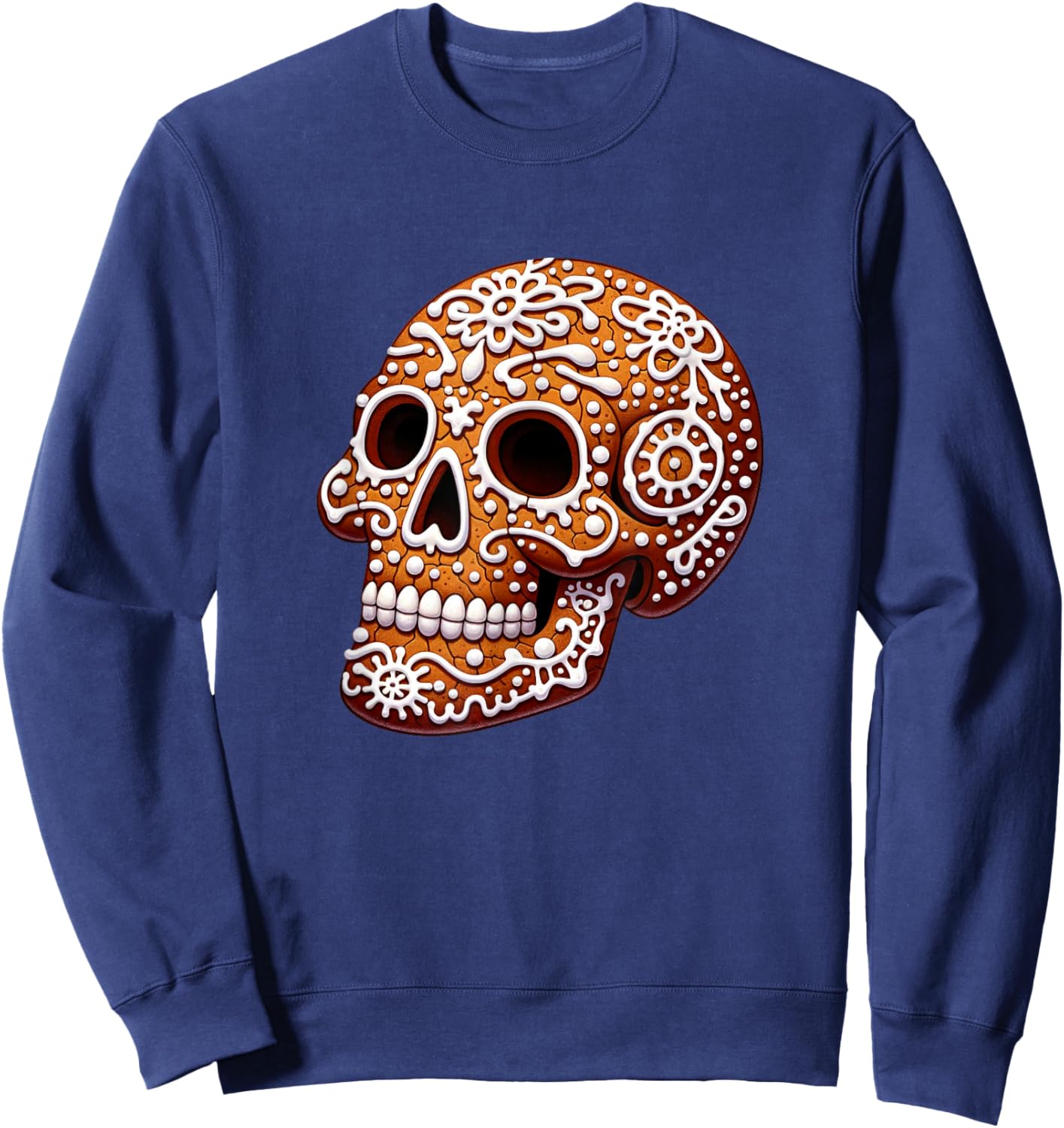Gingerbread Skull Creepy Christmas Cookie Baking Holiday Sweatshirt - Sweatshirt | Navy
