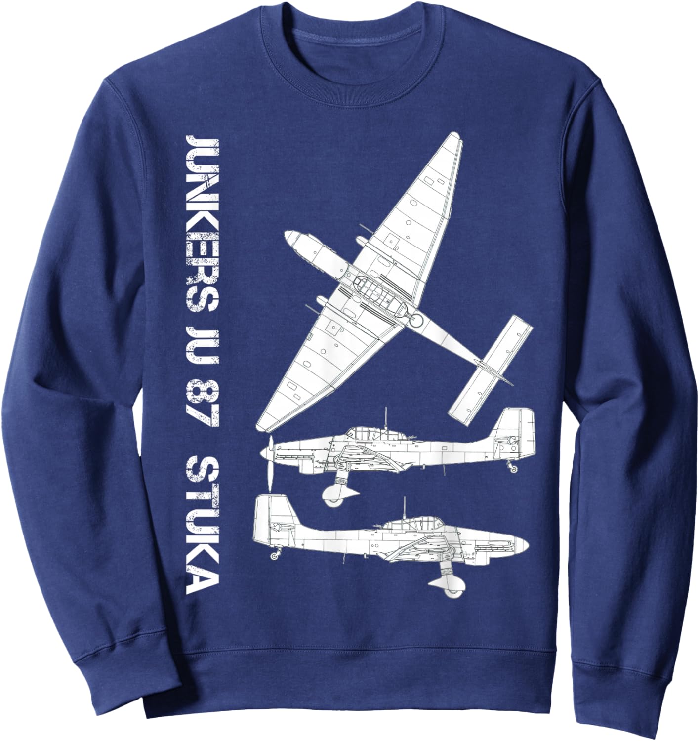 Junkers Ju 87 Stuka German WW2 Bomber Luftwaffe Airplane Sweatshirt - Sweatshirt | Navy