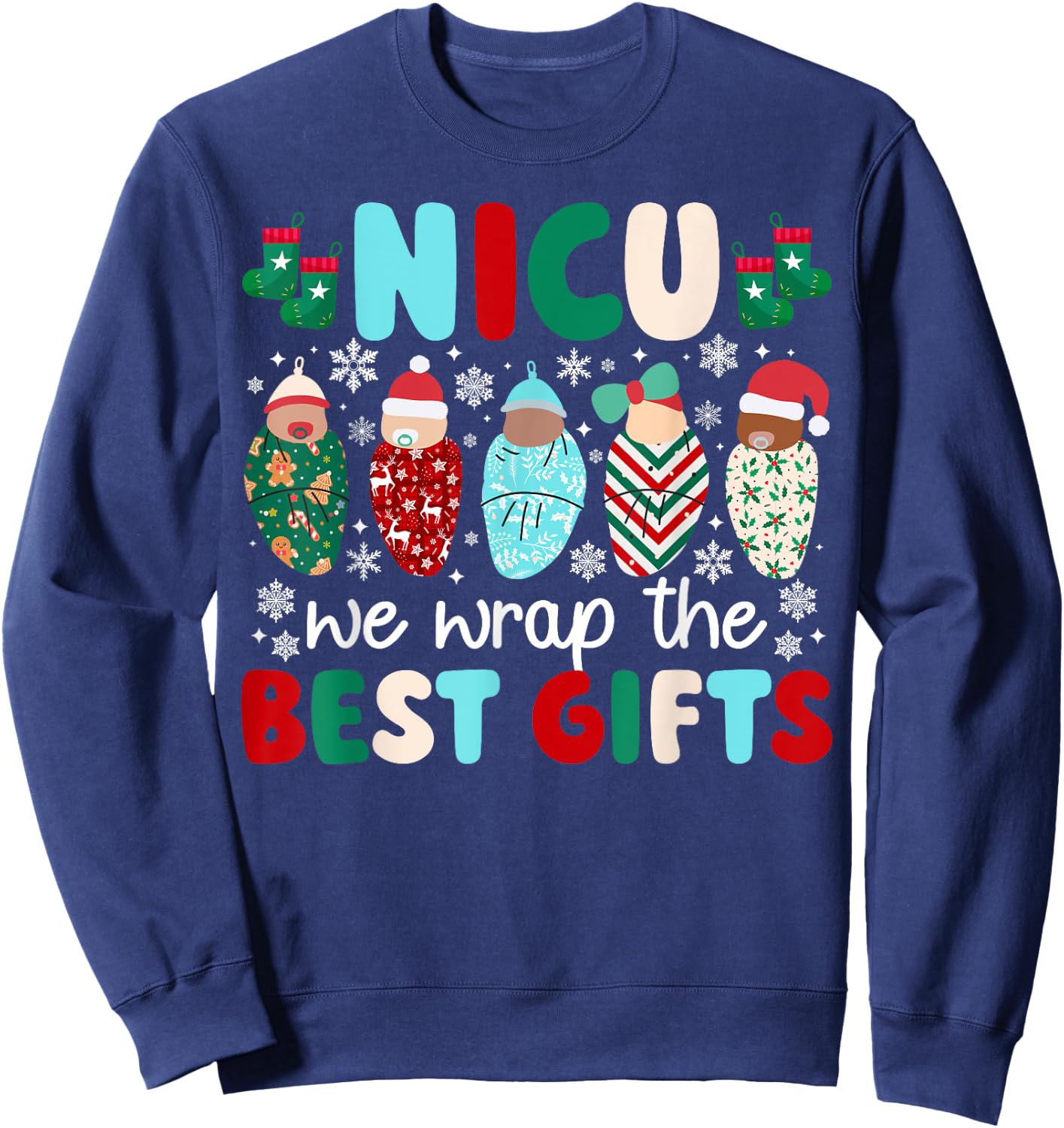 NICU Christmas NICU Nurse Xmas Neonatal Intensive Care Unit Sweatshirt - Sweatshirt | Navy