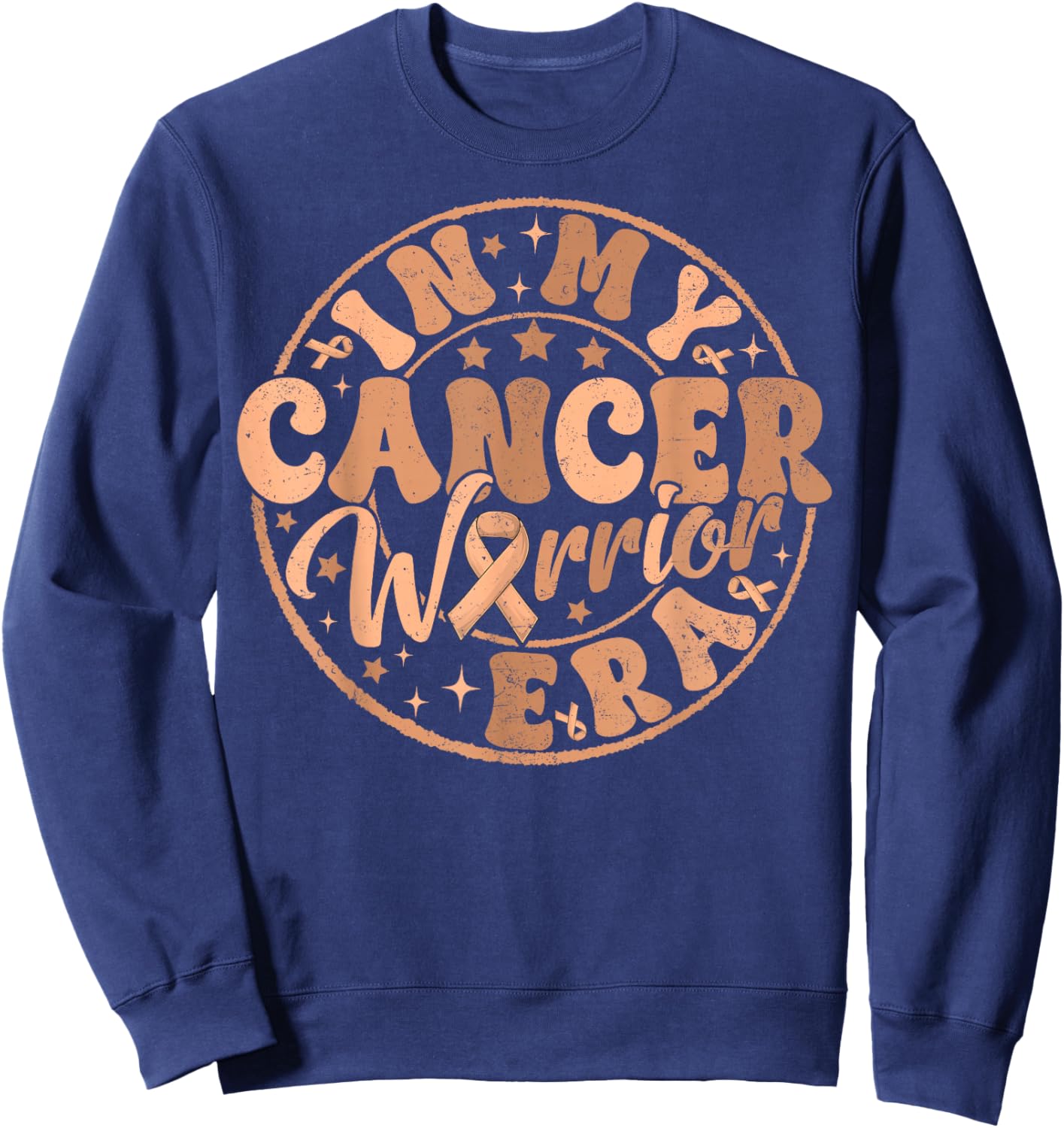 Groovy In My Cancer Warrior Era Uterine Cancer Awareness Day Sweatshirt - Sweatshirt | Navy