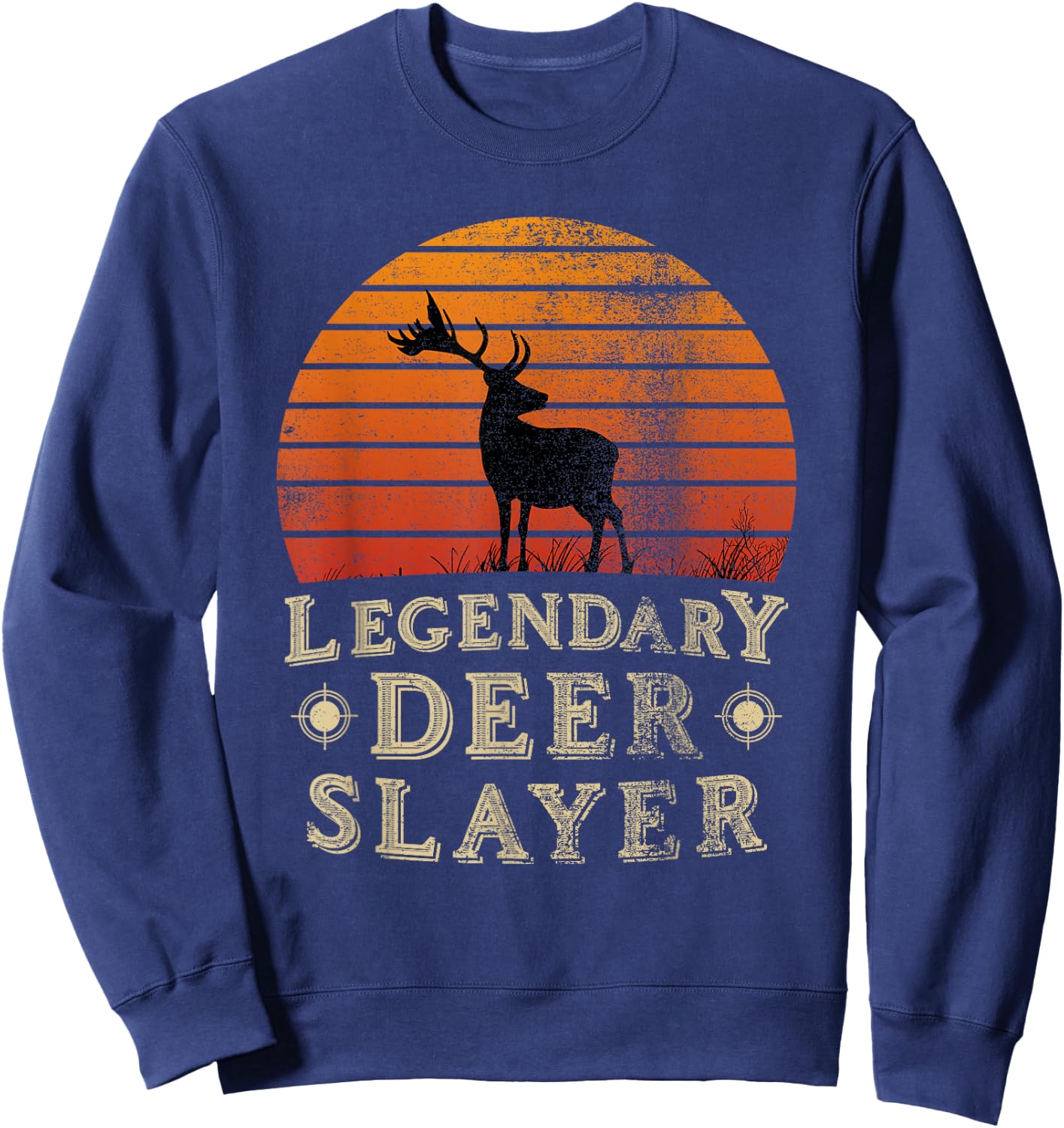 Legendary Deer Slayer Vintage Sunset Deer Hunter Sweatshirt - Sweatshirt | Navy