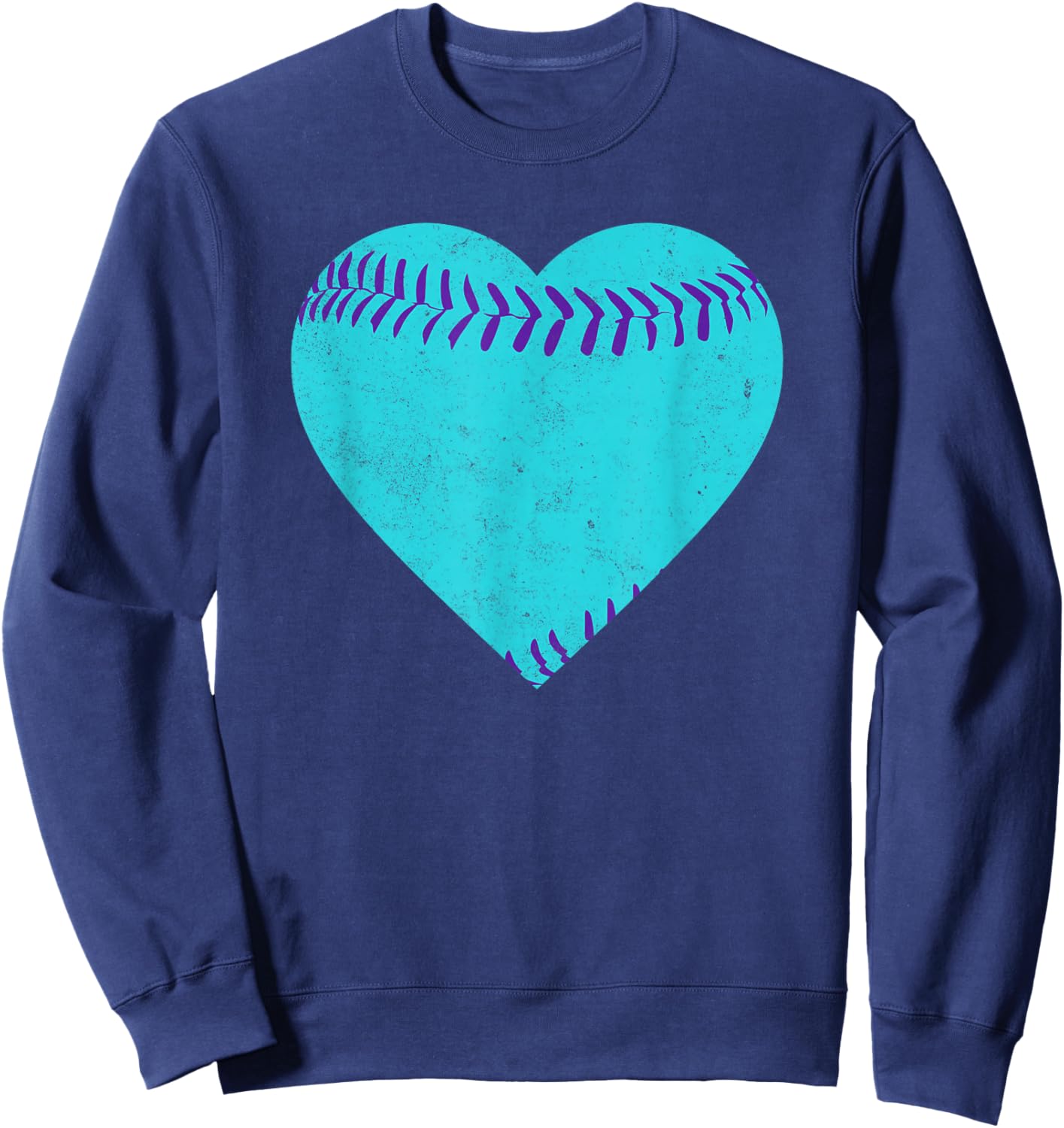 Vintage Teal and Purple Baseball Heart Sweatshirt - Sweatshirt | Navy