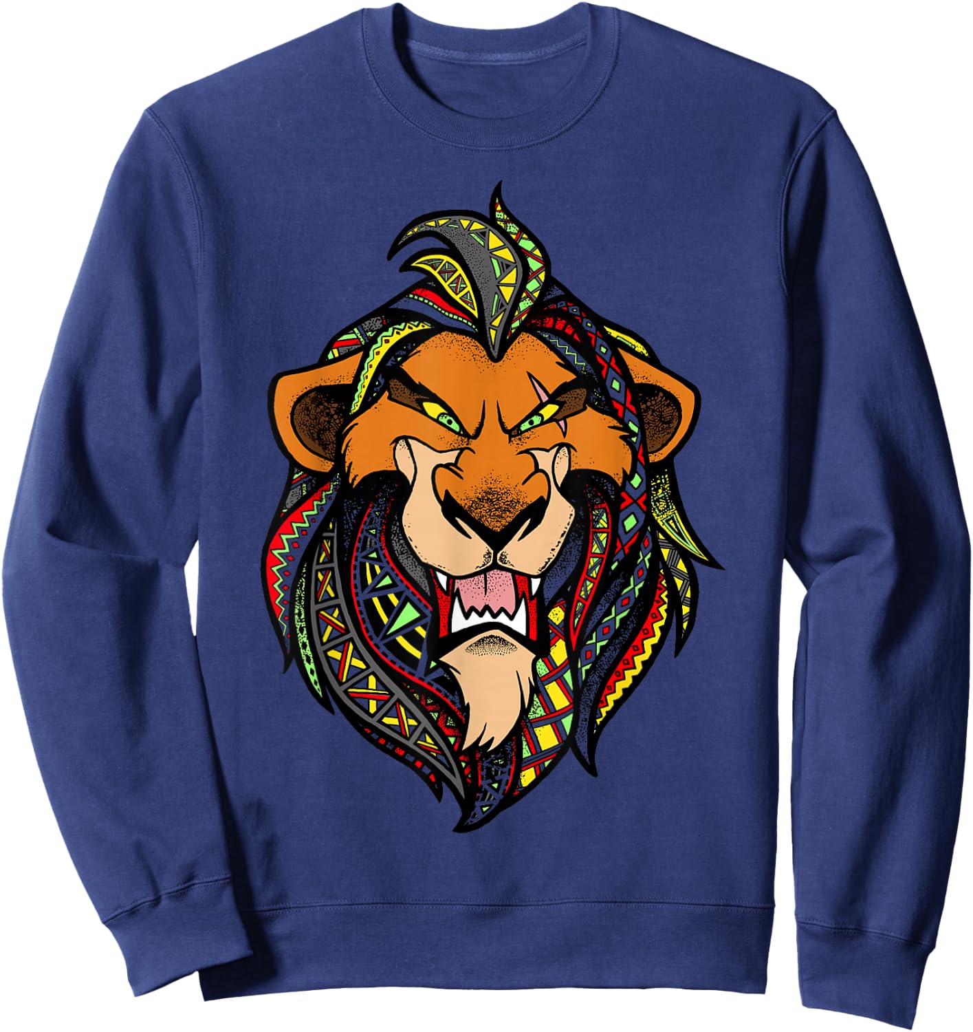 Disney Lion King Scar Pattern Fill Head Shot Portrait Sweatshirt - Sweatshirt | Navy