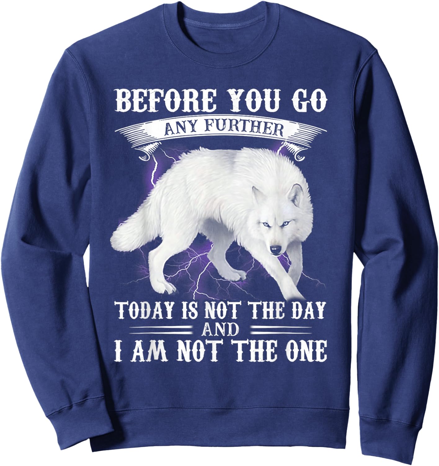 Wolf Before You Go Any Further Today Is Not The Day Sweatshirt - Sweatshirt | Navy