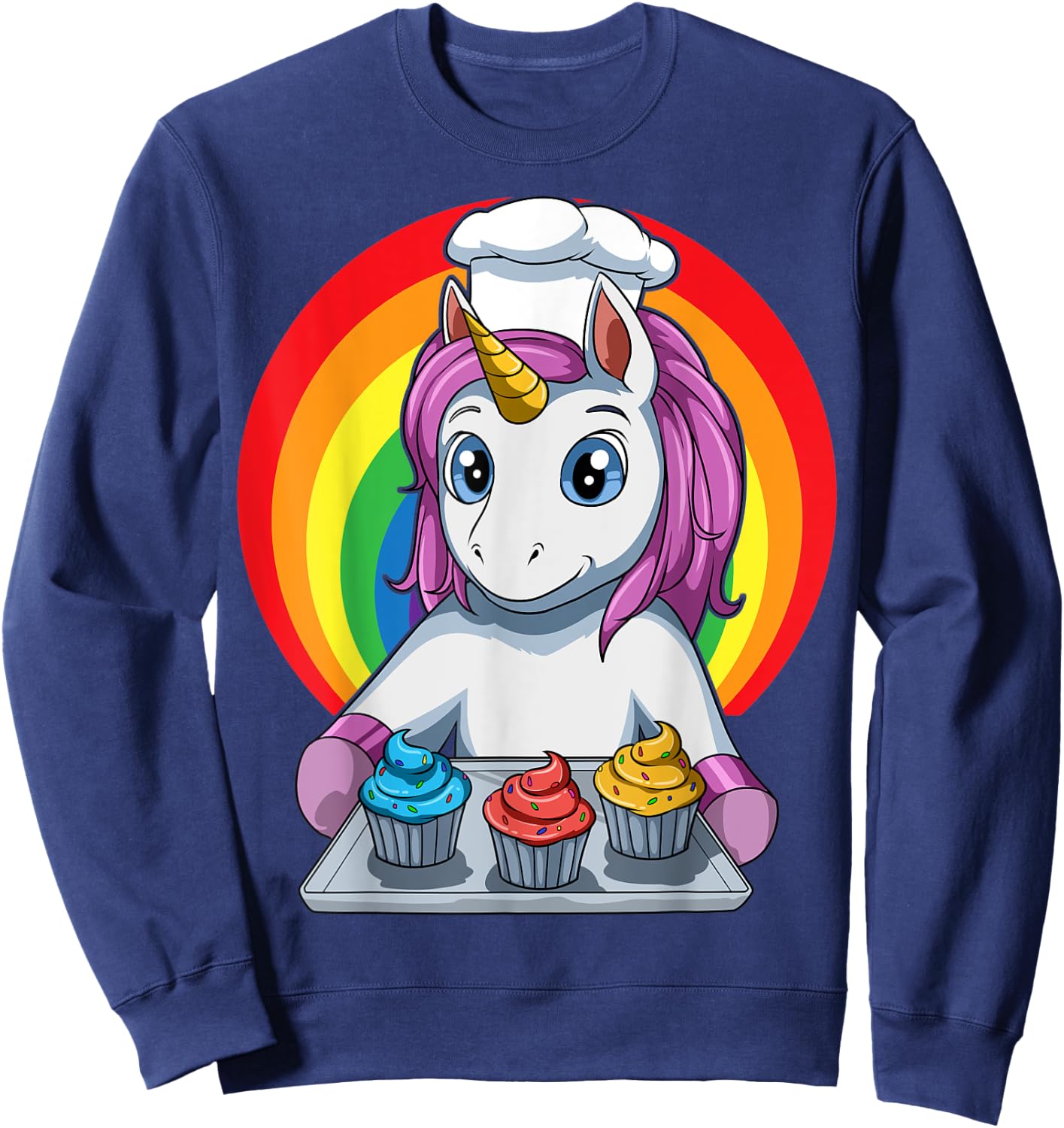 Unicorn Cupcake Unicorn Baking Cupcakes Sweatshirt - Sweatshirt | Navy
