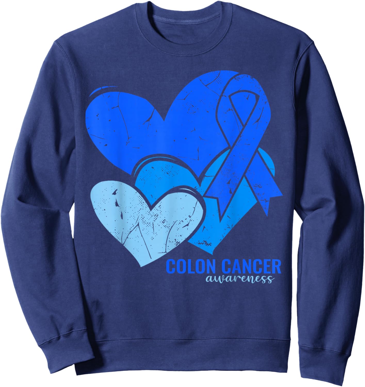 Colon Cancer Awareness Hearts Sweatshirt - Sweatshirt | Navy
