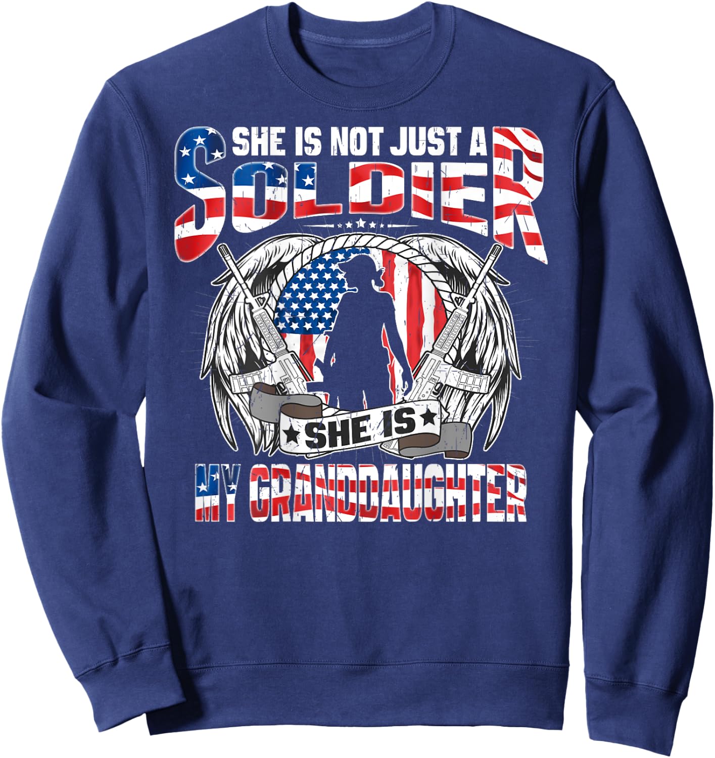 My Granddaughter Is A Soldier Hero - Proud Army Grandparents Sweatshirt - Sweatshirt | Navy