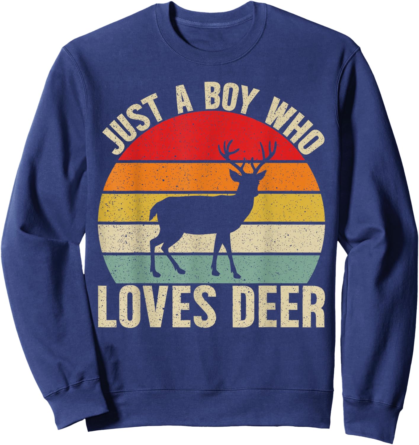 Just a Boy Who Loves Deer For Deer Lover Kids Boys Sweatshirt - Sweatshirt | Navy