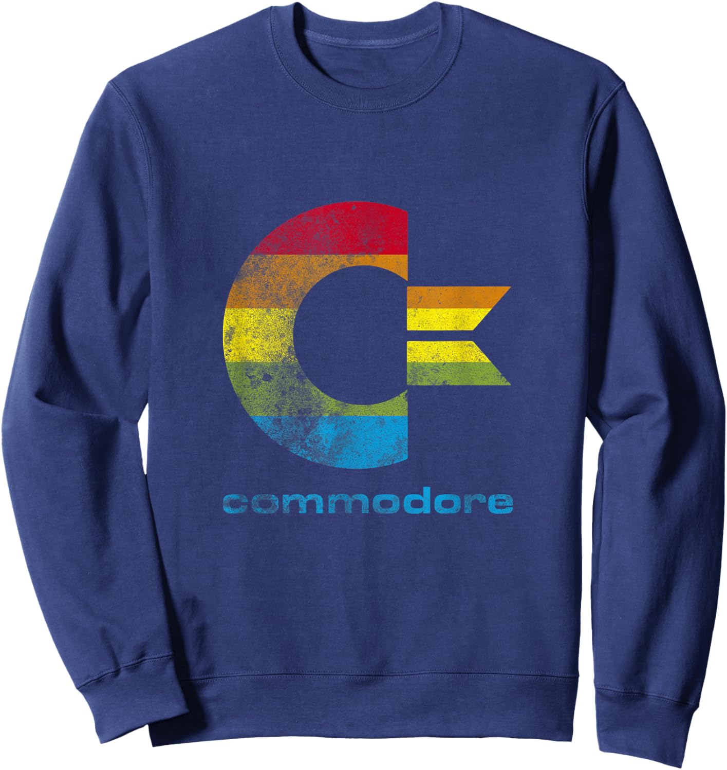 Commodore C64 - Capital Letter Rainbow Colour Stripes Effect Sweatshirt - Sweatshirt | Navy