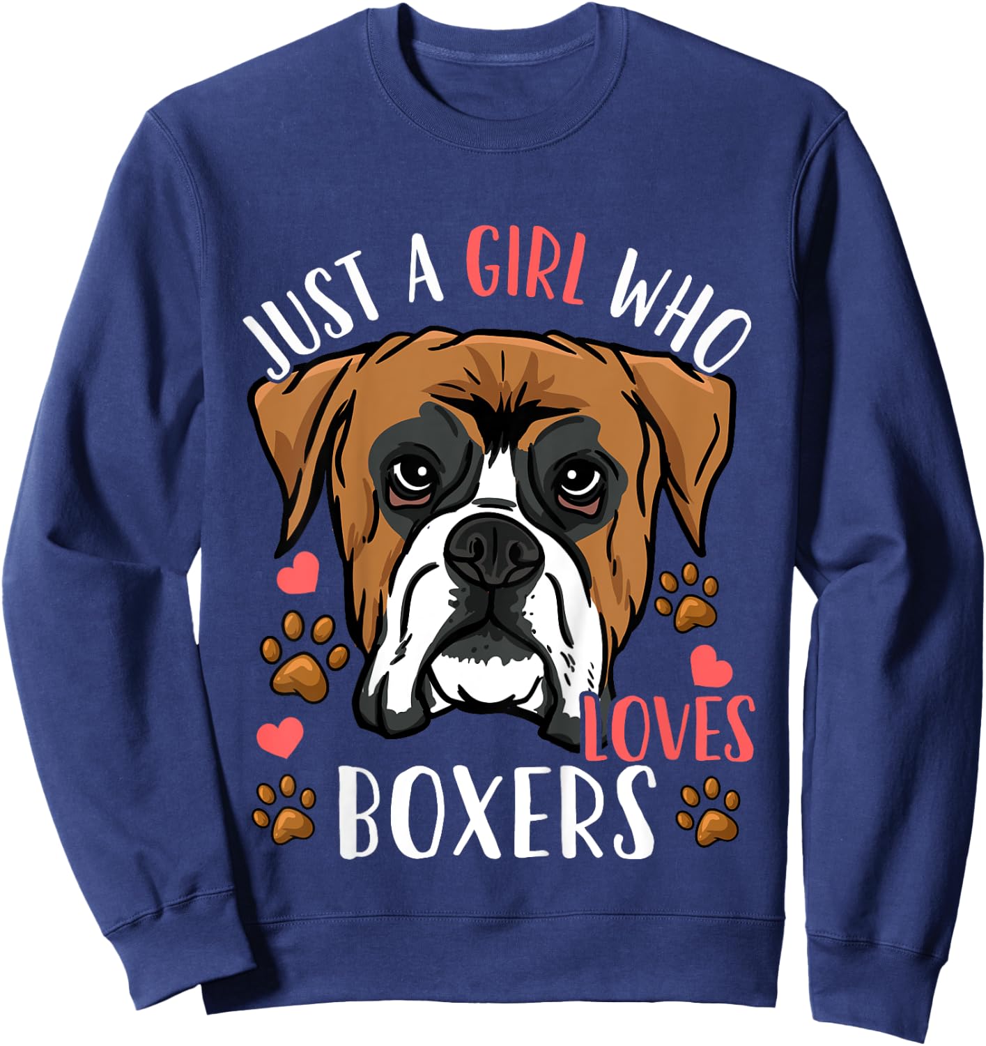 Kids Boxer Dog Just A Girl Who Loves Boxers Gift Sweatshirt - Sweatshirt | Navy