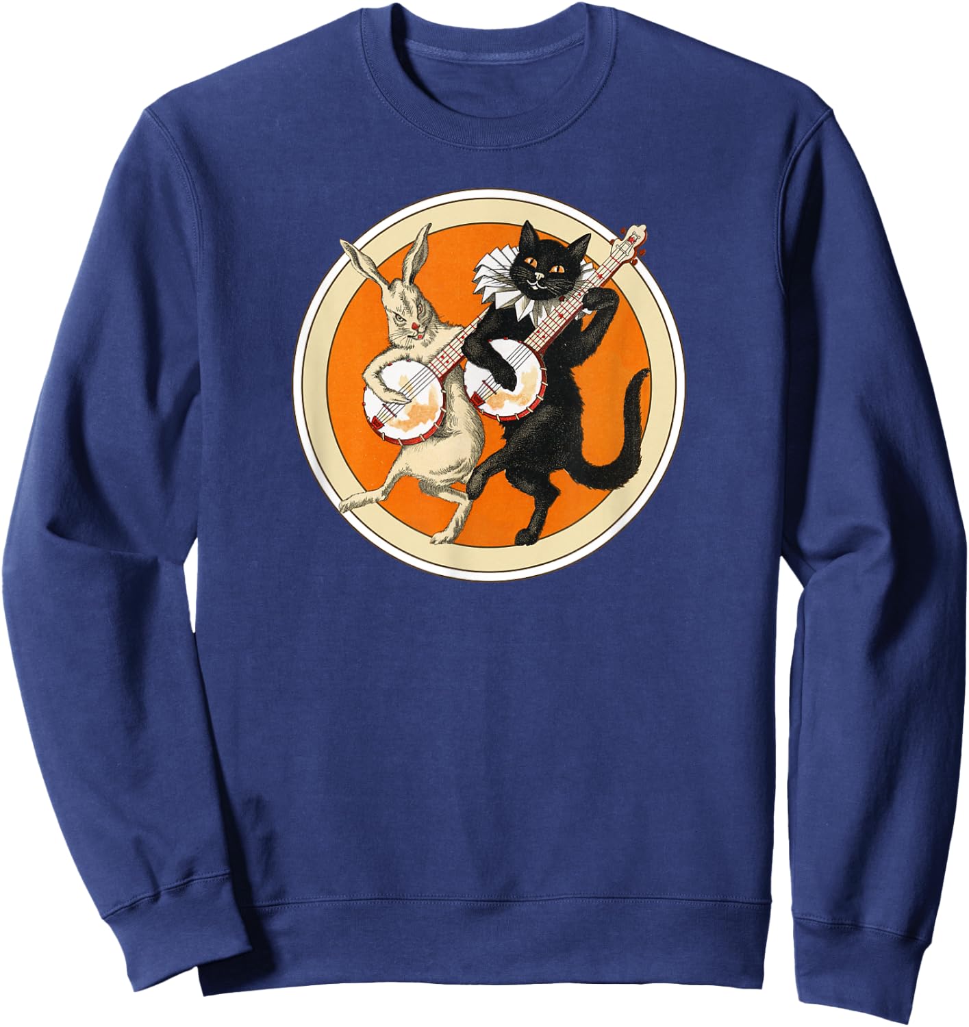 The Black Cat Magazine Halloween Cat Rabbit And Banjo Sweatshirt - Sweatshirt | Navy