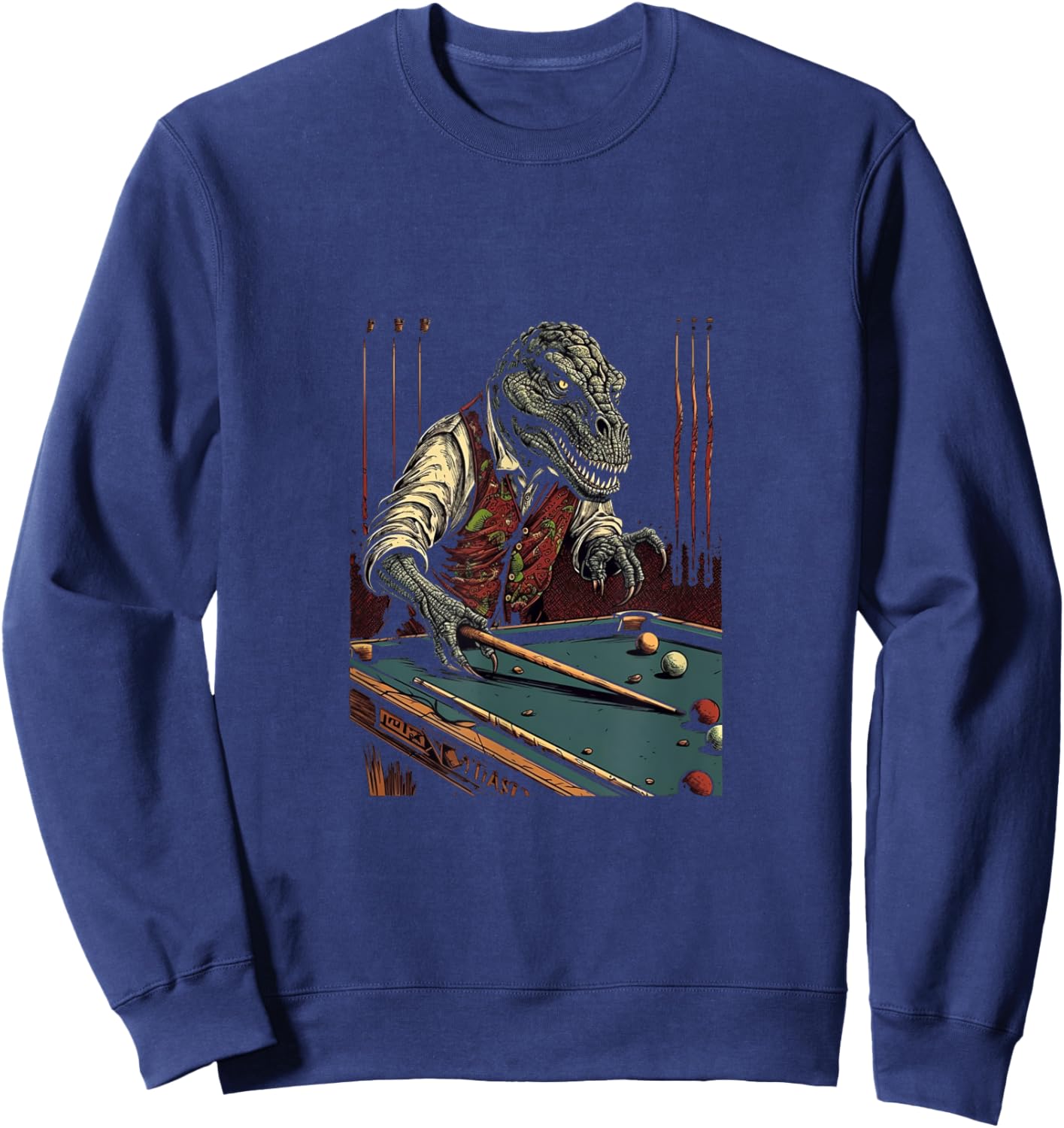 T Rex Playing Billiards Dinosaur Billiard Player Dino Lover Sweatshirt - Sweatshirt | Navy