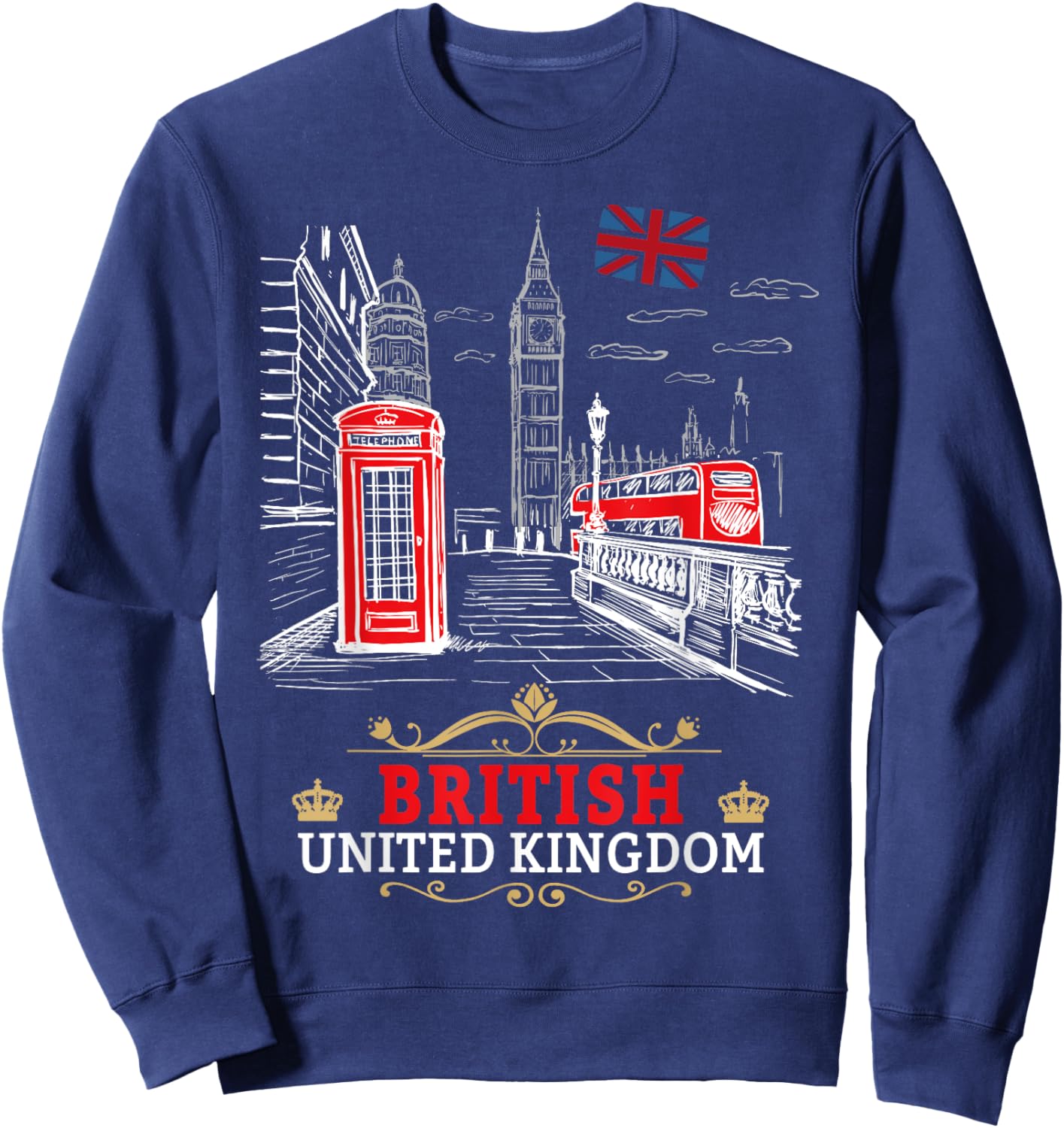 British Souvenirs Outfit Idea For Kids & England British Sweatshirt - Sweatshirt | Navy