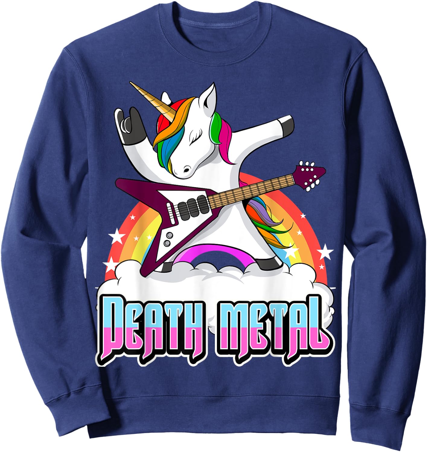 Death Metal Unicorn Funny Metal Heat Hard Rock Sweatshirt - Sweatshirt | Navy