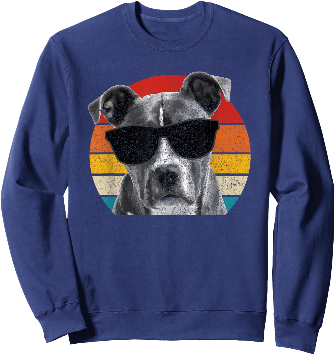 Pitbull Vintage Sunglasses Funny Pittie Dog Pitbull Owner Sweatshirt - Sweatshirt | Navy
