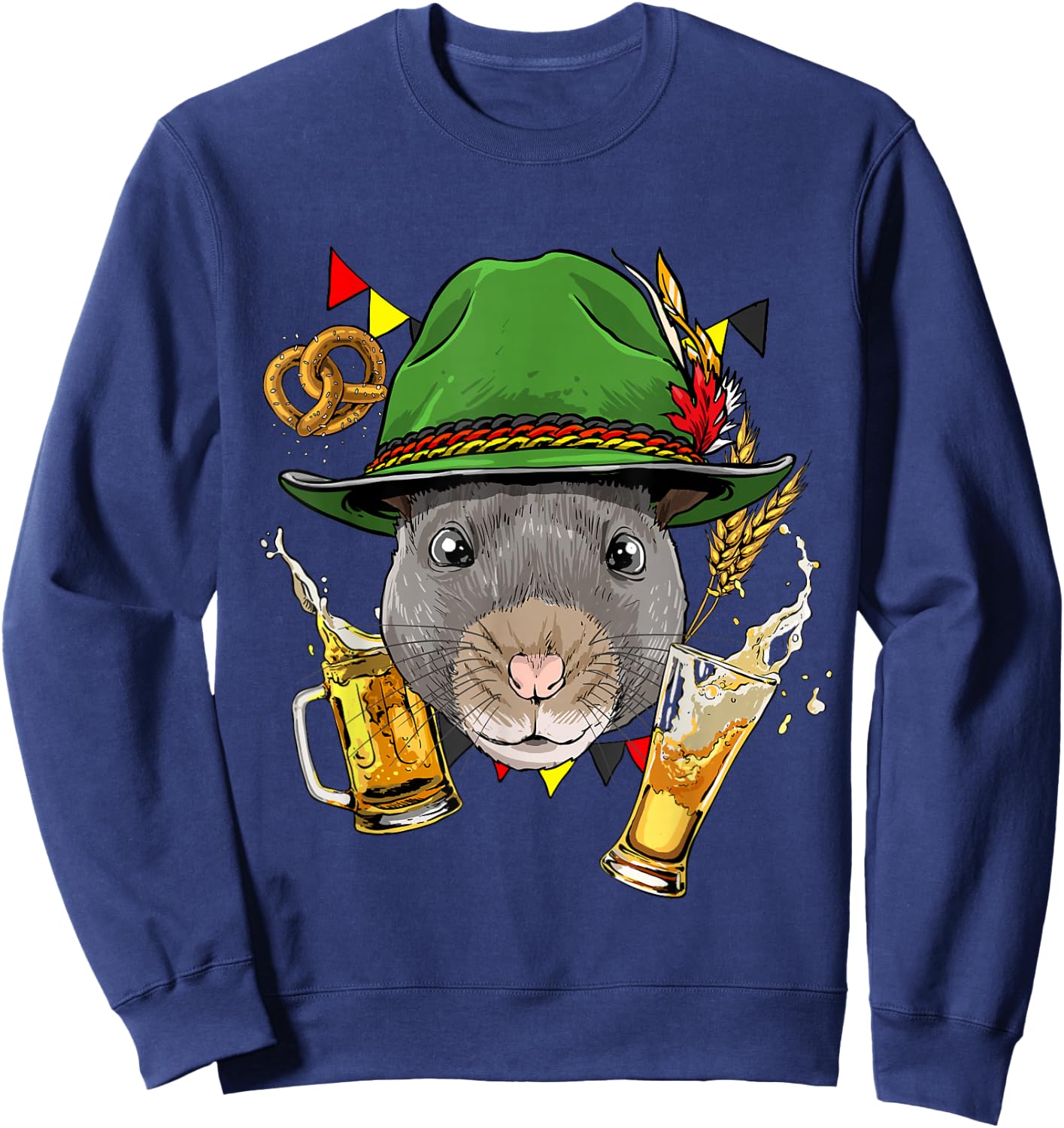 Rat Oktoberfest Lederhosen Costume Gift German Beer Fest Sweatshirt - Sweatshirt | Navy