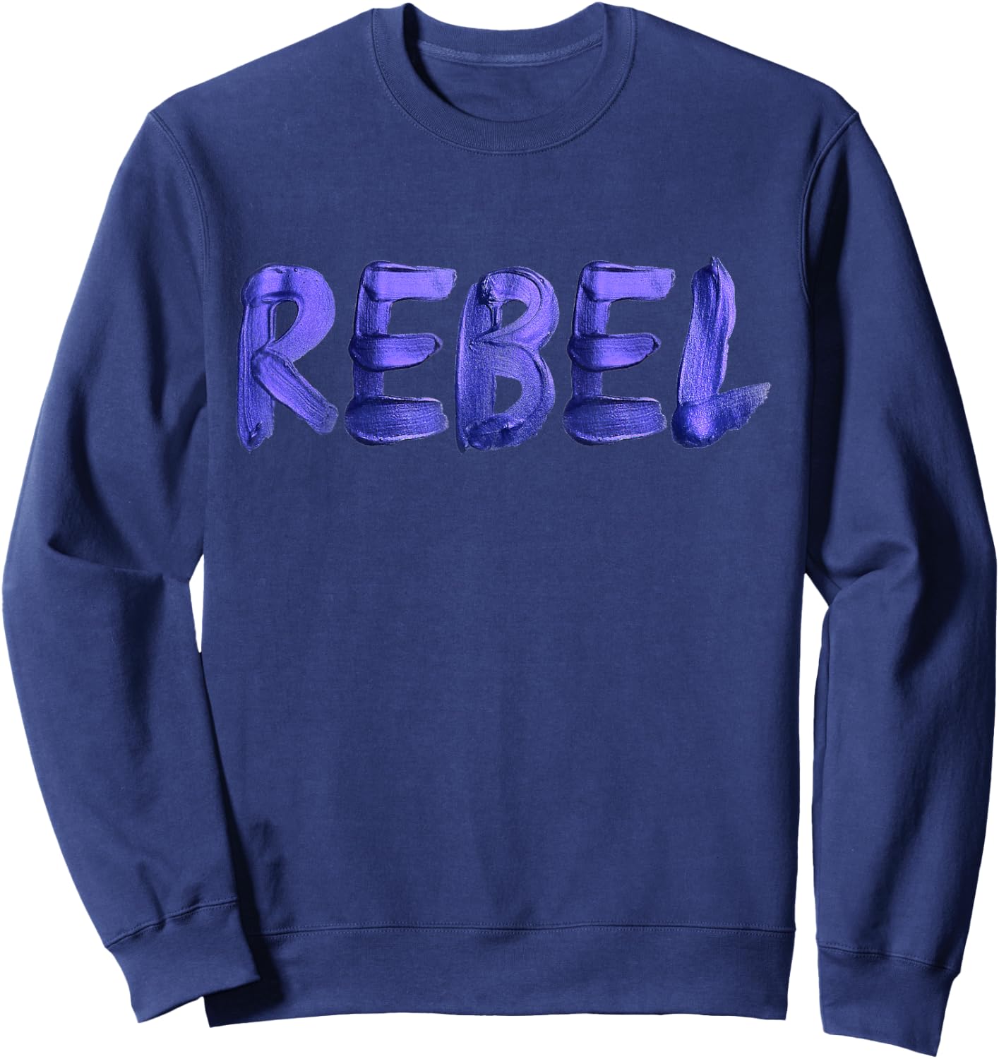 Rebell Rocker Painted Letters Design Graphic Women Men Sweatshirt - Sweatshirt | Navy
