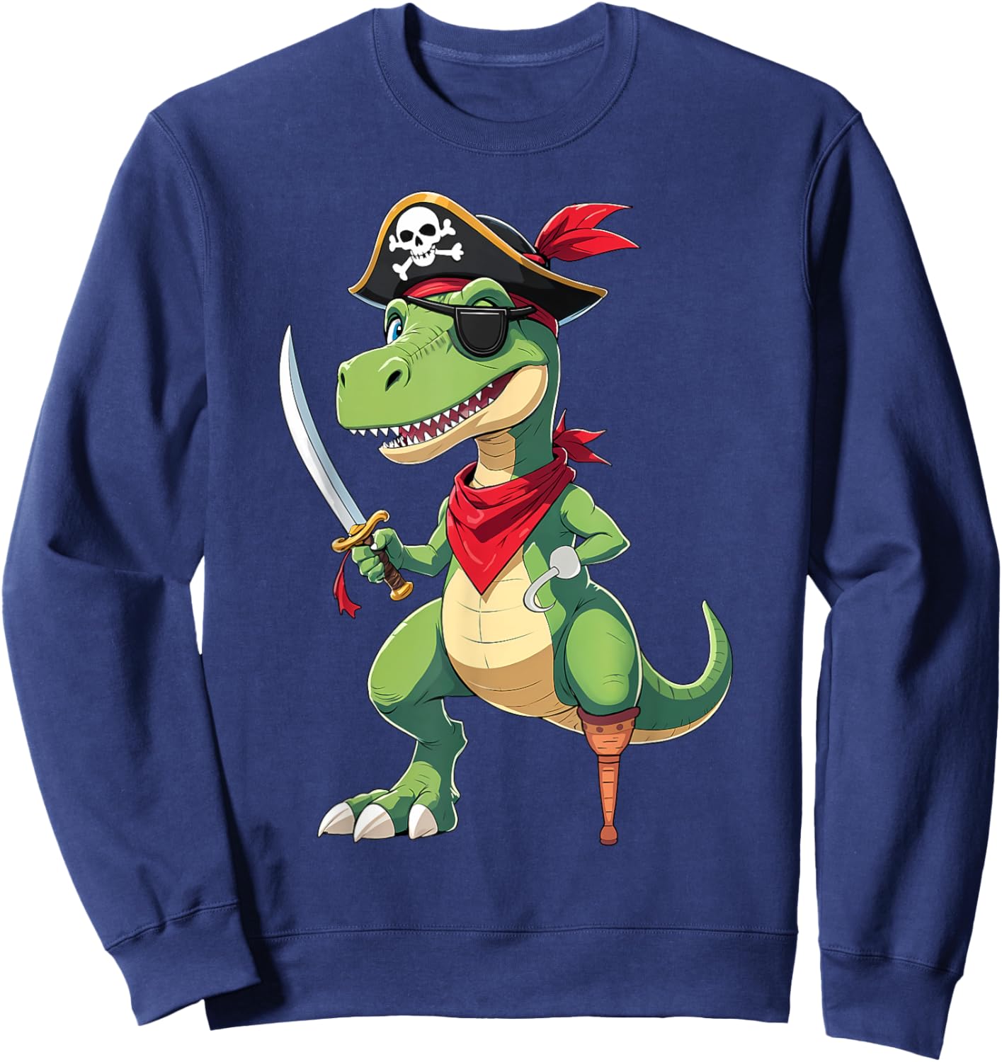 Pirate Dinosaur T Rex Funny Kids Boys Halloween Costume Sweatshirt - Sweatshirt | Navy