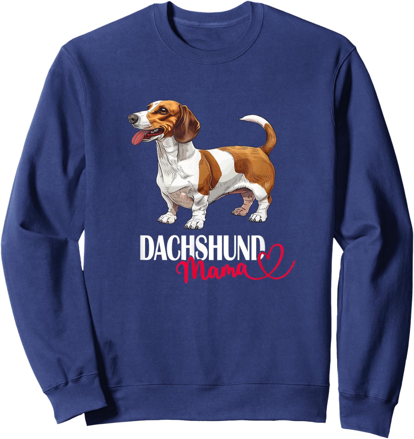 Girls Funny Brown Piebald Dachshund Mama Mom Lover Sweatshirt - Sweatshirt | Navy