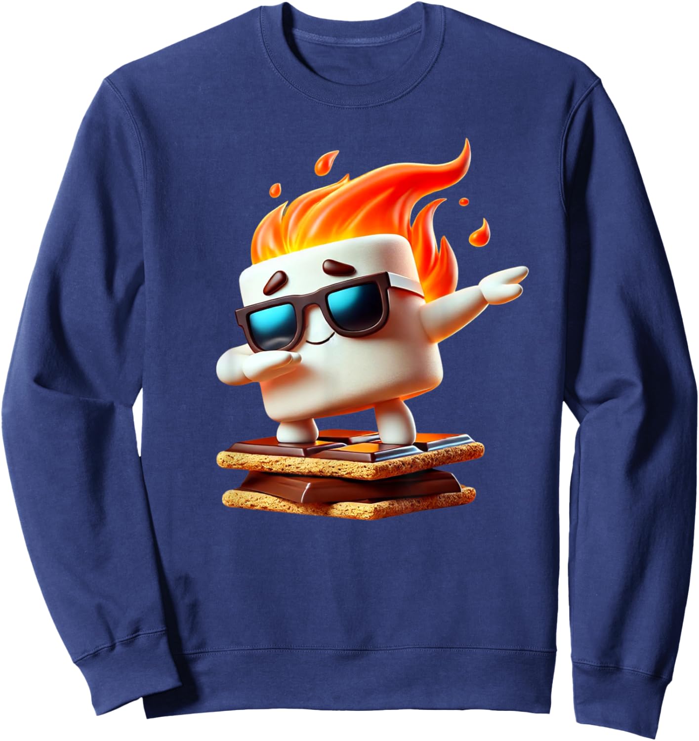 Dabbing Smore Marshmallow Cute Dab Dance Camping Camper Gift Sweatshirt - Sweatshirt | Navy