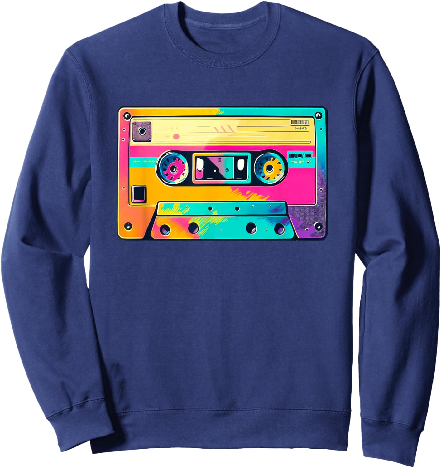 Colorful Cassette Tape 90s Retro Aesthetic Sweatshirt - Sweatshirt | Navy