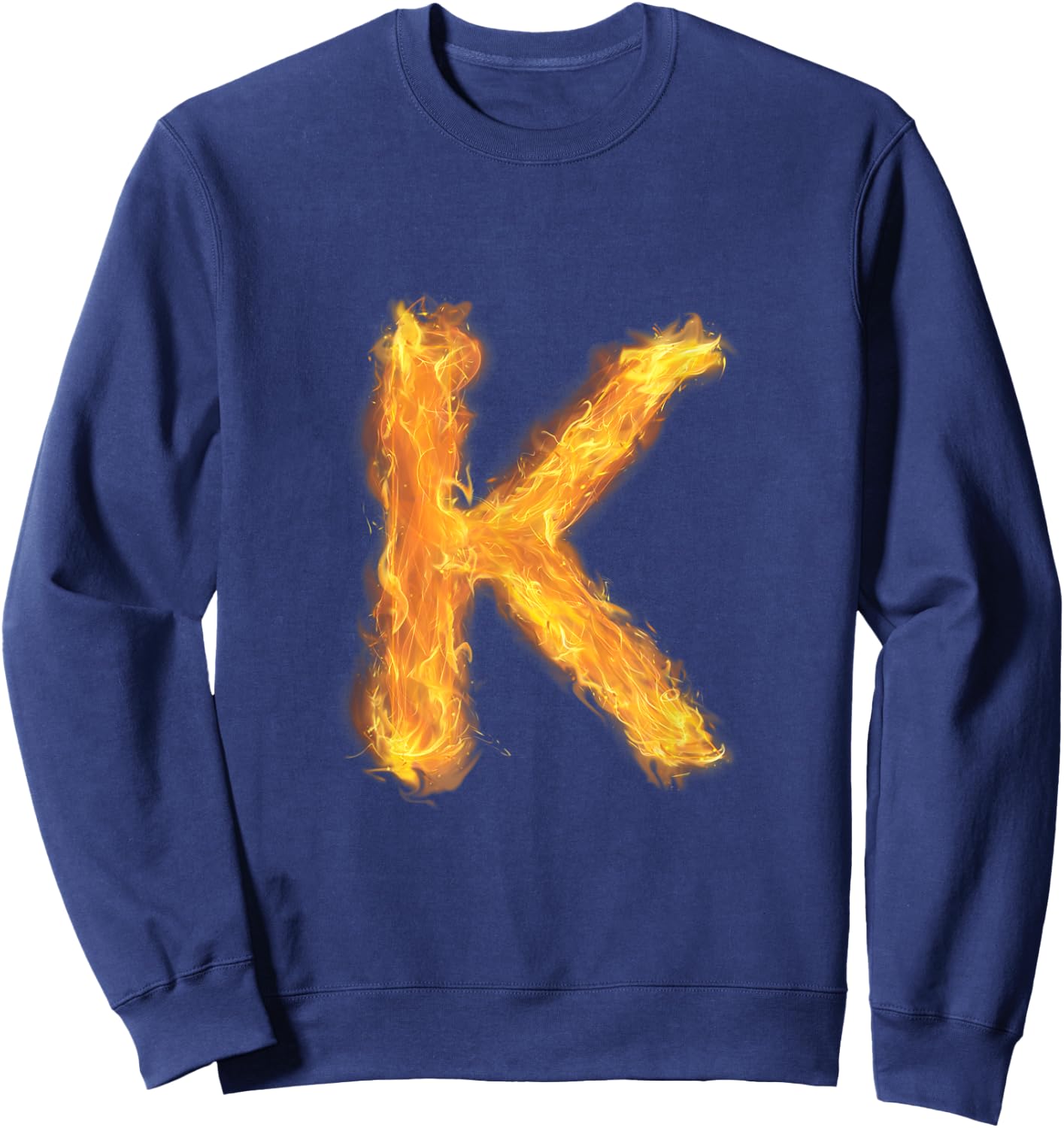 Letter K Sign Alphabet Last Name Consonants Fire Flame Gift Sweatshirt - Sweatshirt | Navy