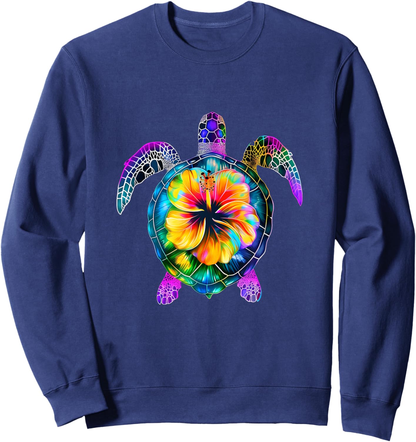 Hawaiian Tie Dye Sea Turtle Cute Hawaii Sweatshirt - Sweatshirt | Navy