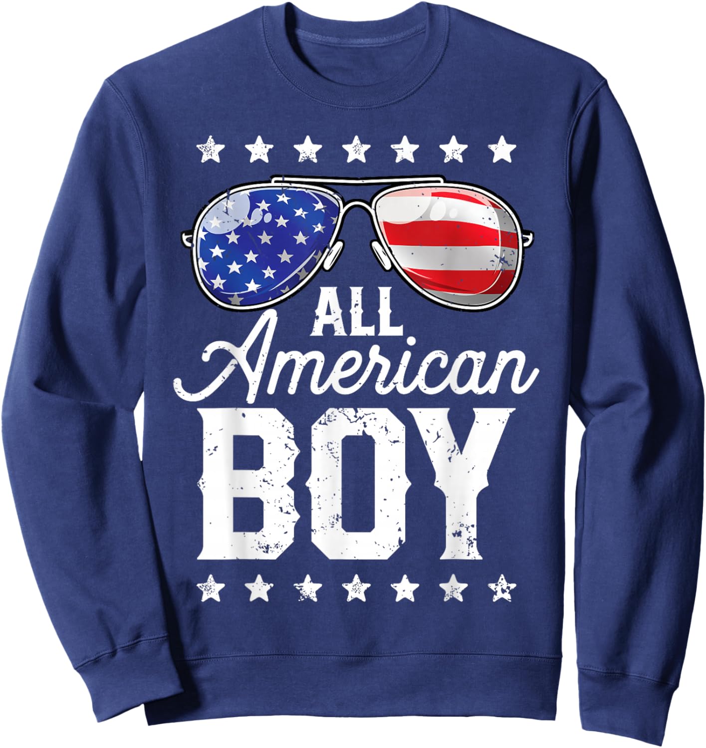 All American Boy 4th of July USA Sunglasses Family Matching Sweatshirt - Sweatshirt | Navy