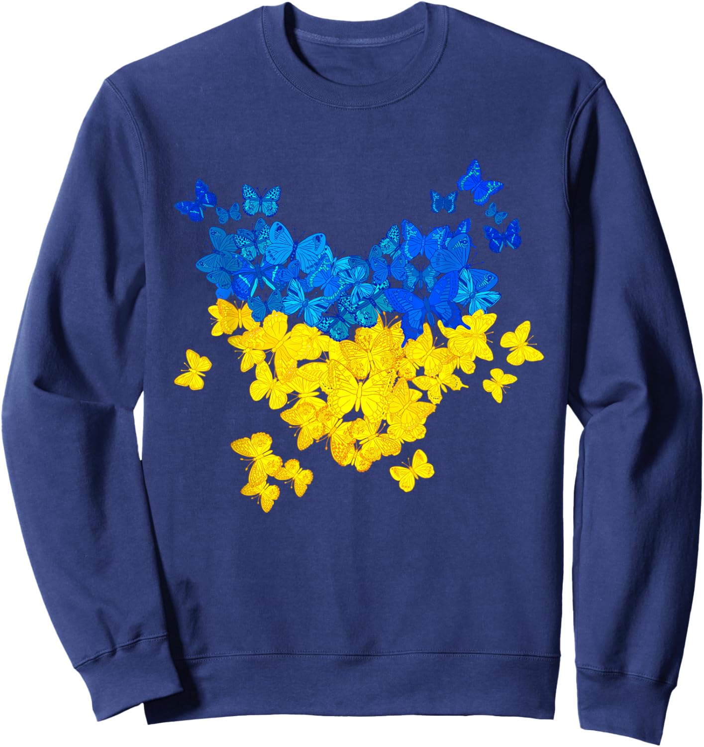 Butterflies Heart Ukraine Flag Ukrainian Ukrainian Sweatshirt - Sweatshirt | Navy