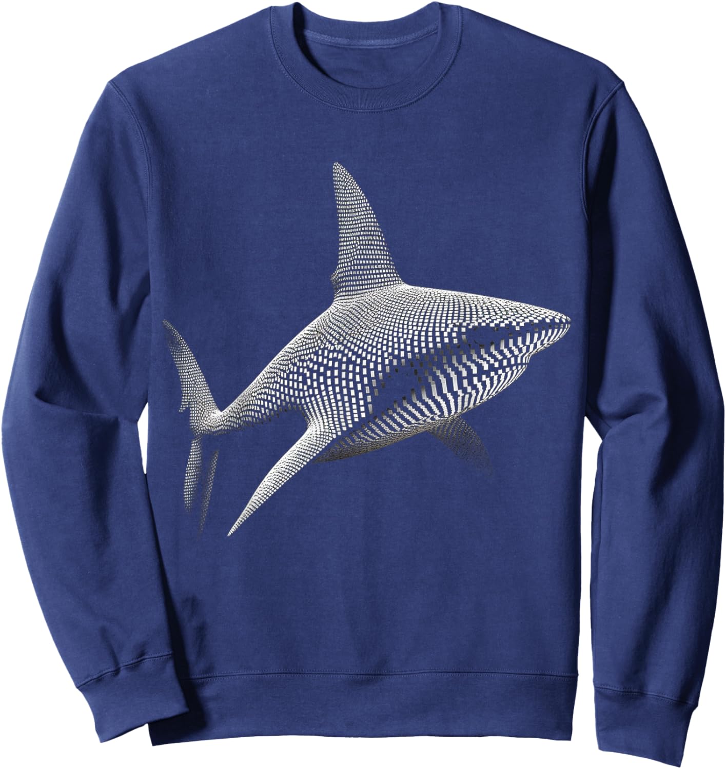 Shark Pixel Graphic Animal Art Shark Sweatshirt - Sweatshirt | Navy