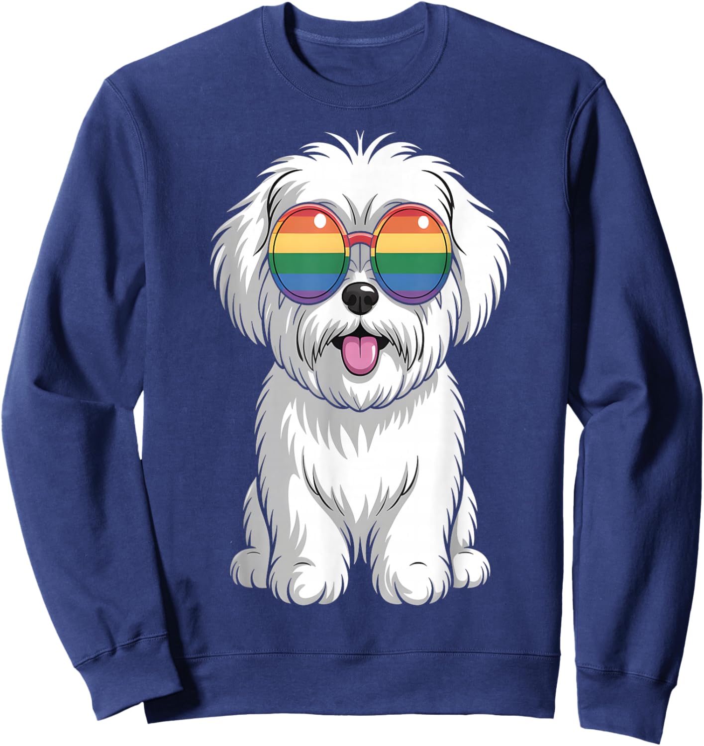 Maltese Dog LGBT Rainbow Pride Sweatshirt - Sweatshirt | Navy