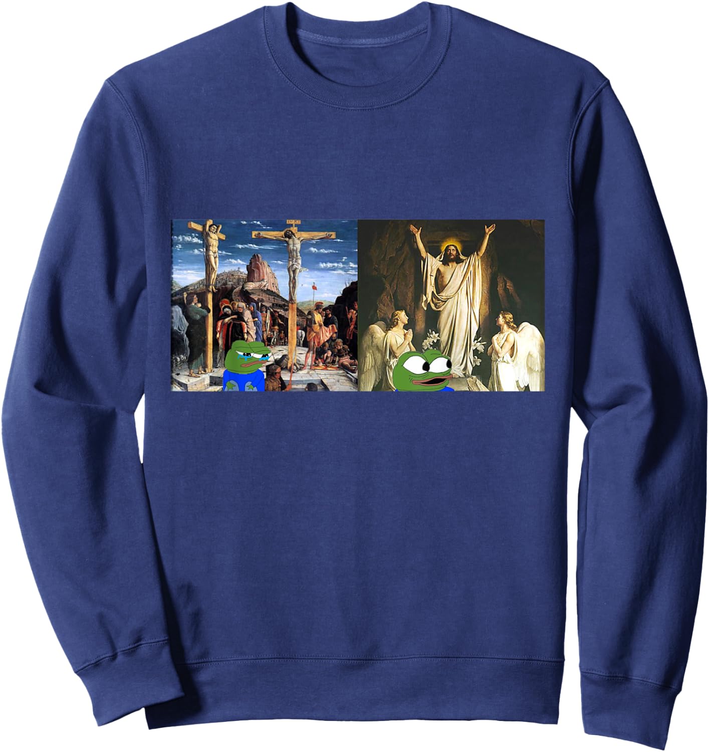 Apu Apustaja HE HAS RISEN Miracle Jesus Sweatshirt - Sweatshirt | Navy