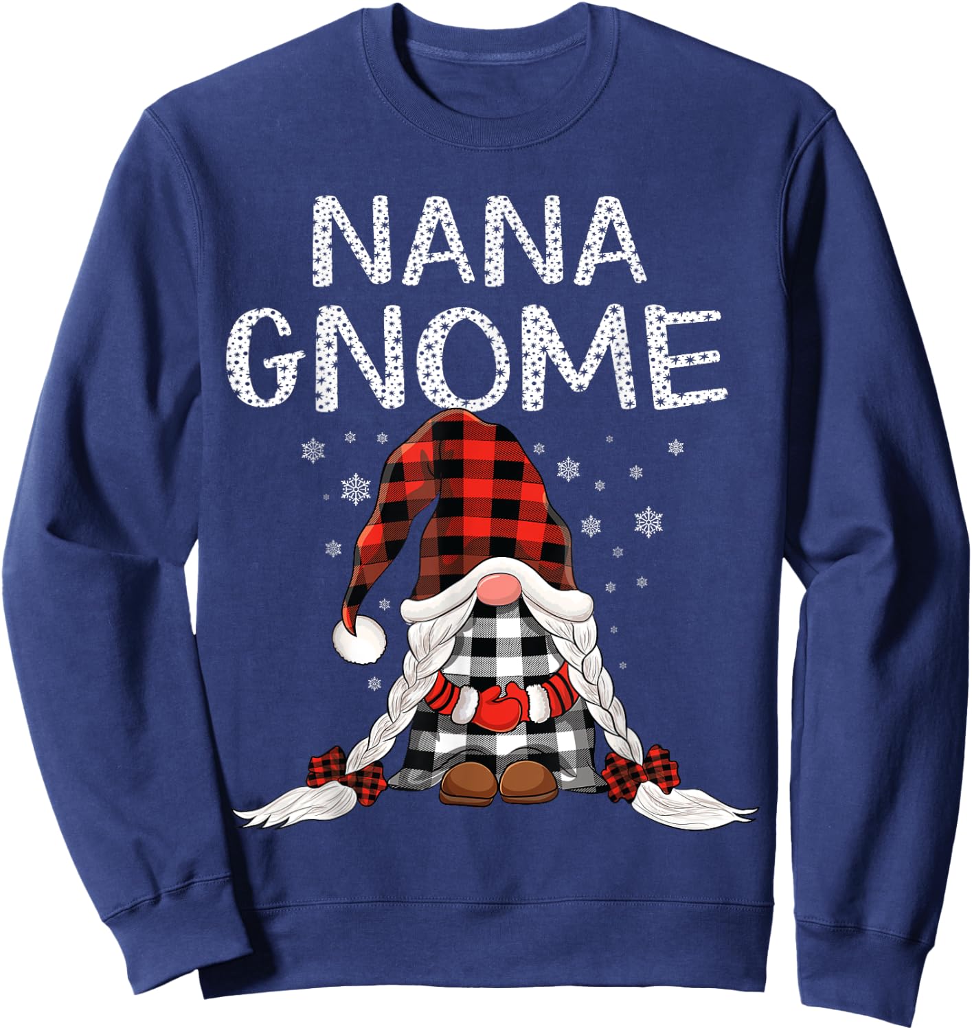 Cute nana Gnomes check red Plaid pattern Christmas Gnome Sweatshirt - Sweatshirt | Navy
