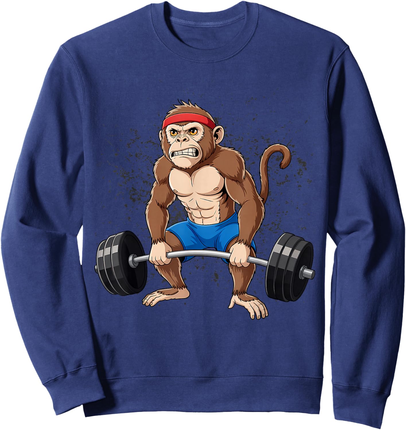 Monkey Weightlifting Powerlifting Deadlift Fitness Sweatshirt - Sweatshirt | Navy