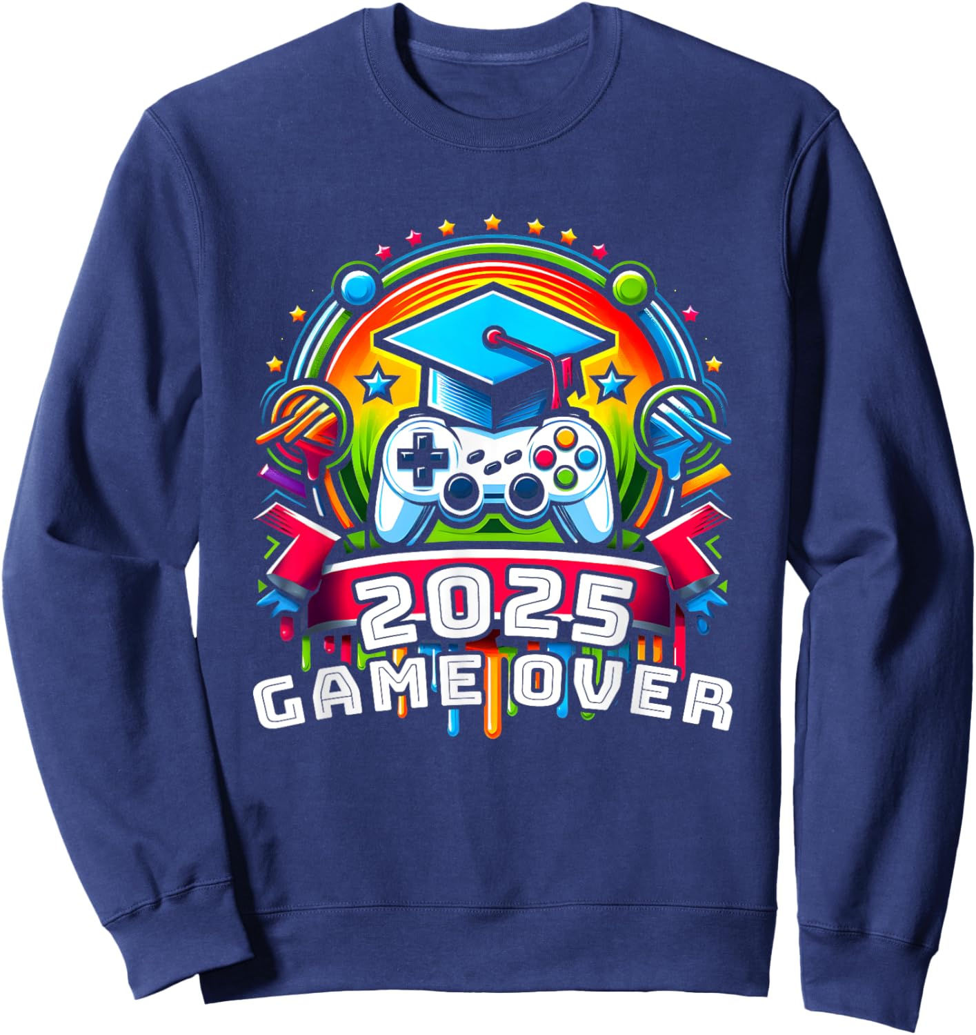 Game Over Class Of 2025 Shirt Students Funny 2025 Graduation Sweatshirt - Sweatshirt | Navy