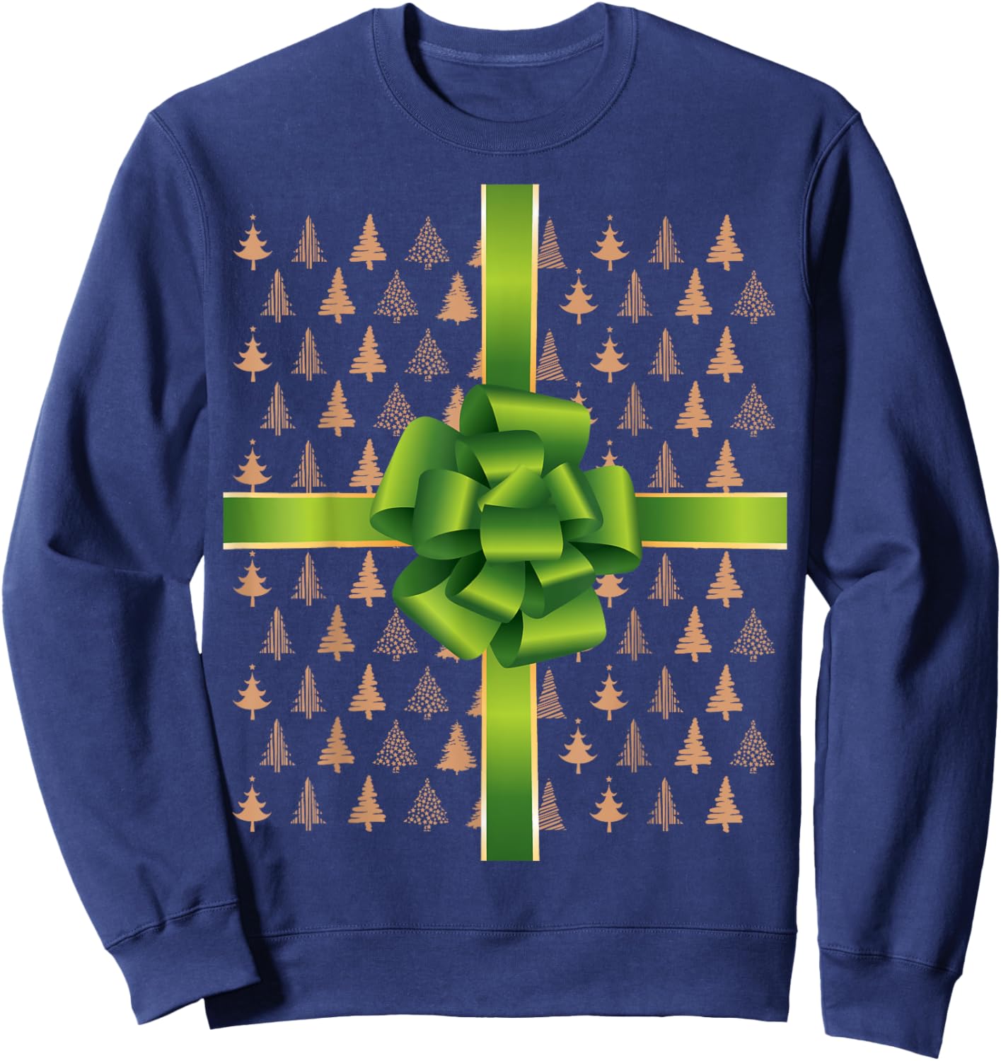 Pretend I'm A Present Green Christmas Bow Kids Sweatshirt - Sweatshirt | Navy