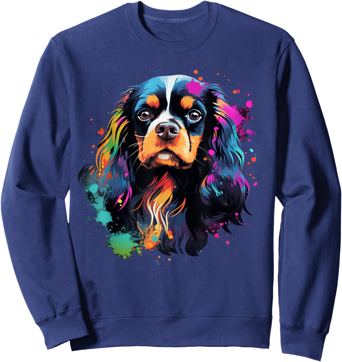 Cute painted Cavalier King Charles Spaniel Sweatshirt - Sweatshirt | Navy
